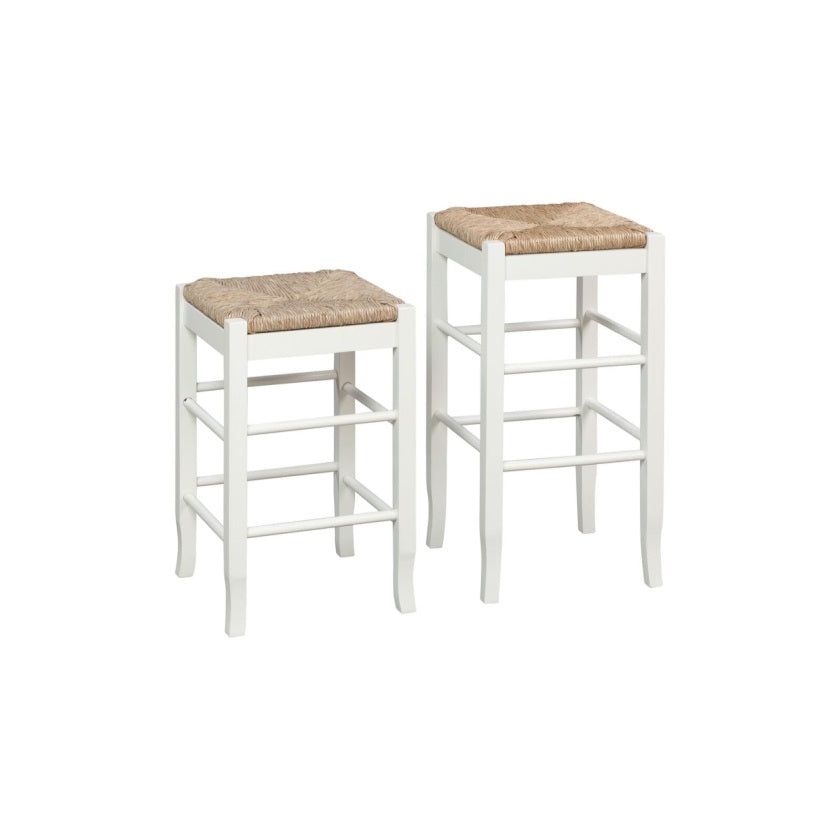 24 Square Rush Cntr Stool [White]