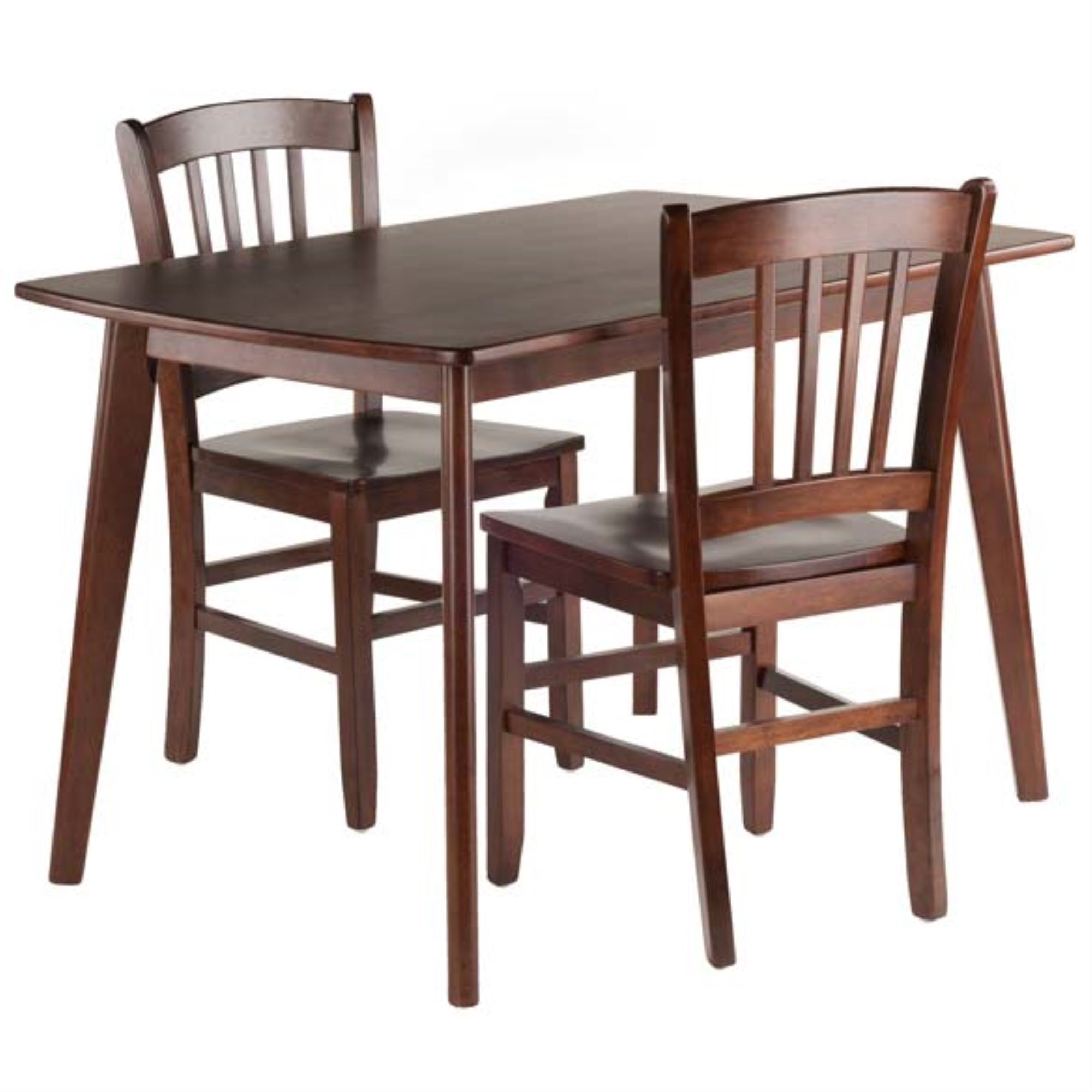 Shaye 3-Pc Set Dining Table with Slat-back Chairs, Walnut