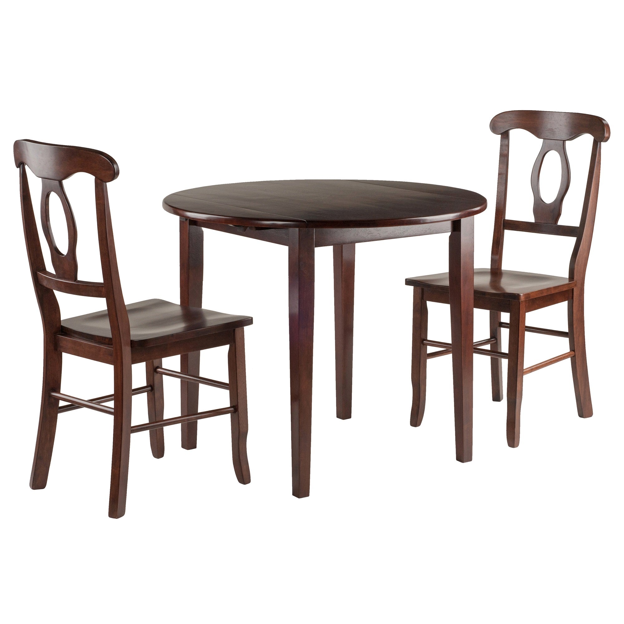 Pauline 3-Pc Table and Chair Set | Compact Size | Solid Wood | Walnut Finish