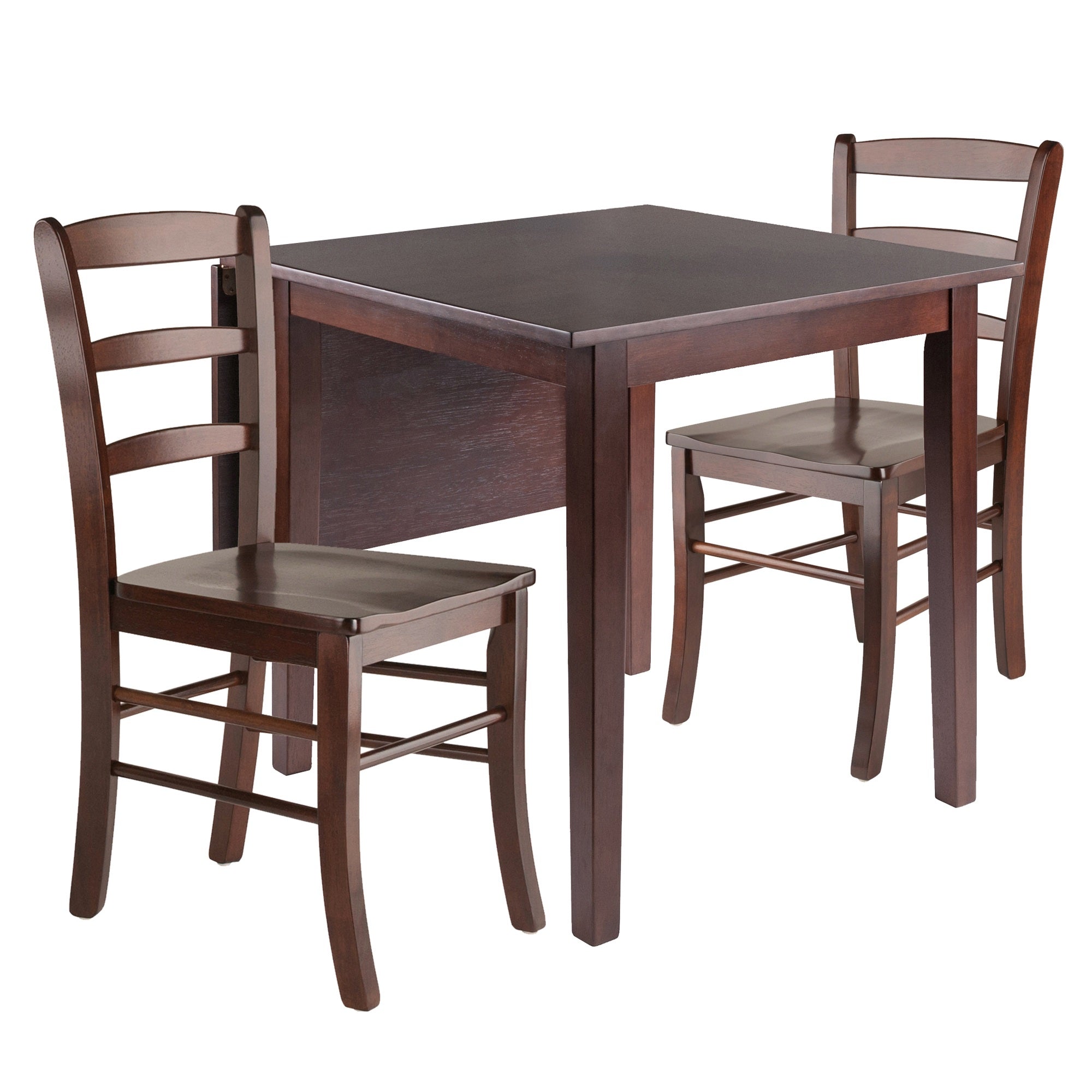 Casafoyer Wood Perrone Drop Leaf Dining Table and Chairs Set | Versatile | Space-Saving | Walnut Finish