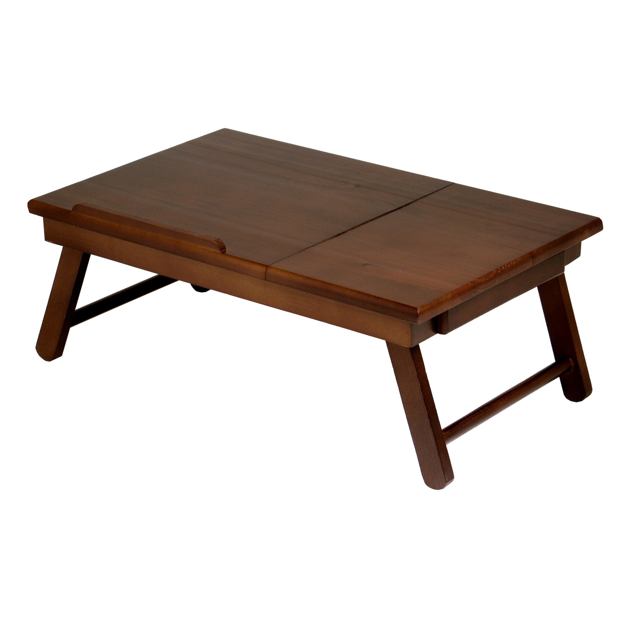 CasaFoyer Folding Table with Storage Shelf, Laptop Desk for Bed, Home Office Table with Storage Drawer | Study Writing Desk for Small Spaces, Walnut (94623-1)