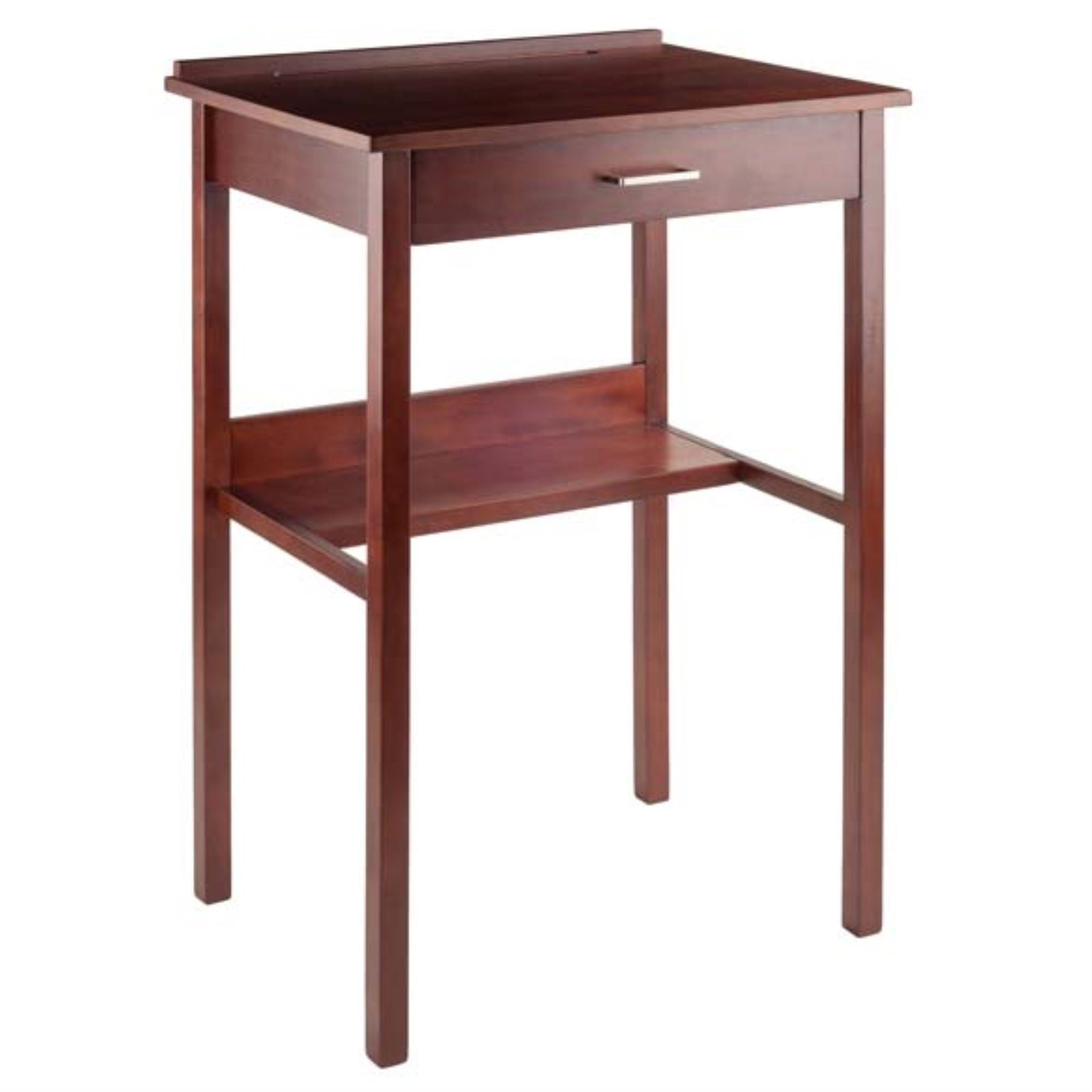Casafoyer Ronald High Desk - Stylish and Ergonomic Home Office Desk with Drawer and Shelf - Walnut Finish - 27.9″ W x 20.9″ D x 41.8″ H