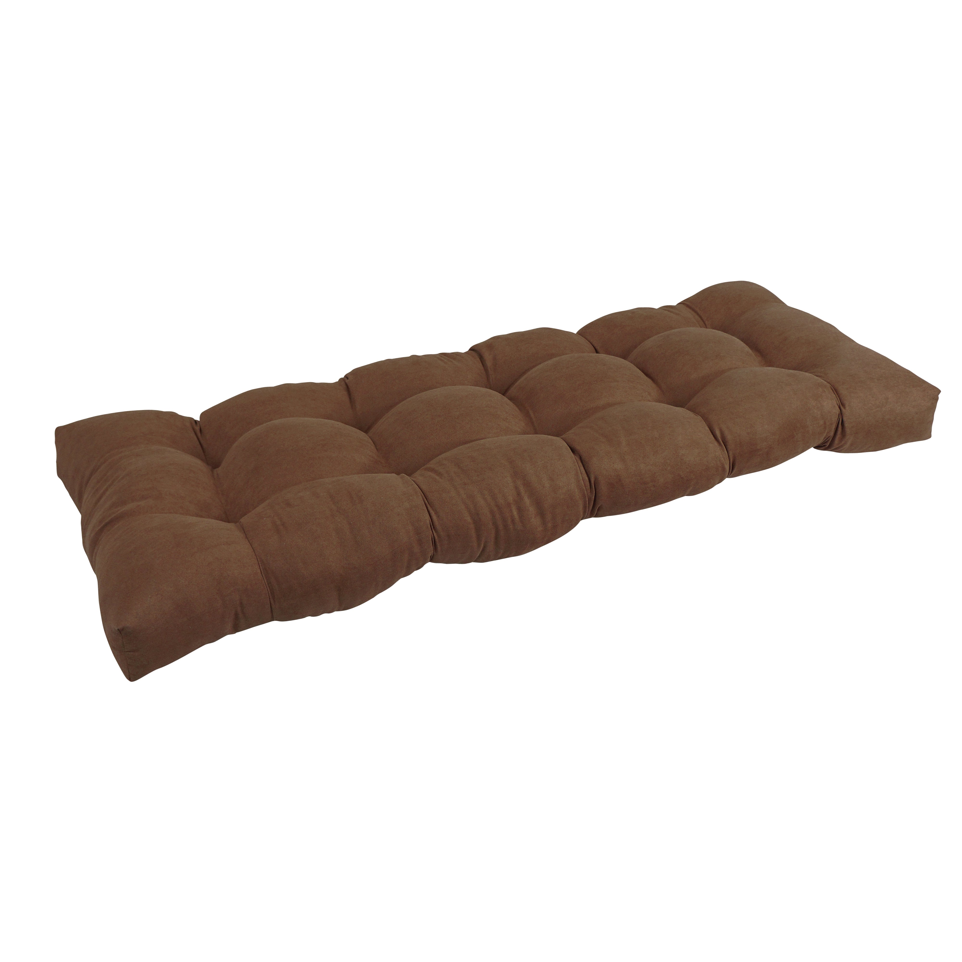 46-inch by 19-inch Tufted Solid Microsuede Bench Cushion Brown-Color