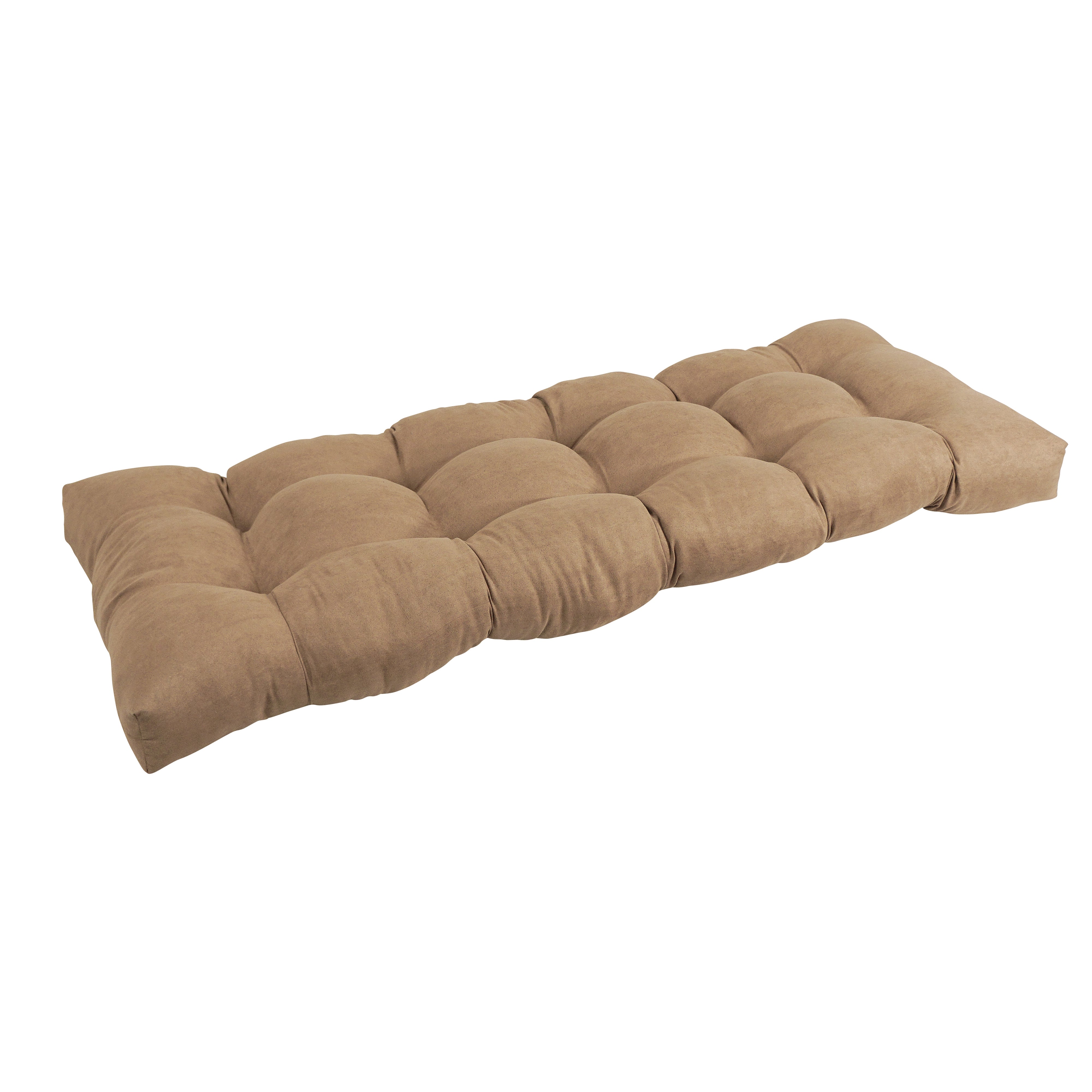 46-inch by 19-inch Tufted Solid Microsuede Bench Cushion Tan-Color