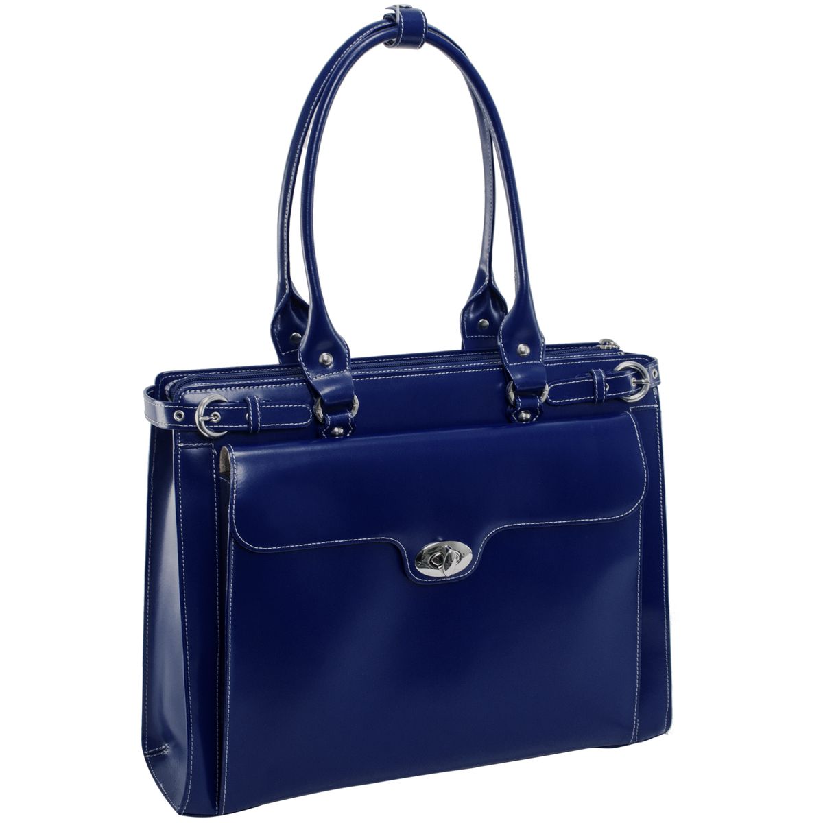 W Series | Winnetka | 15 Leather Laptop Briefcase - Navy