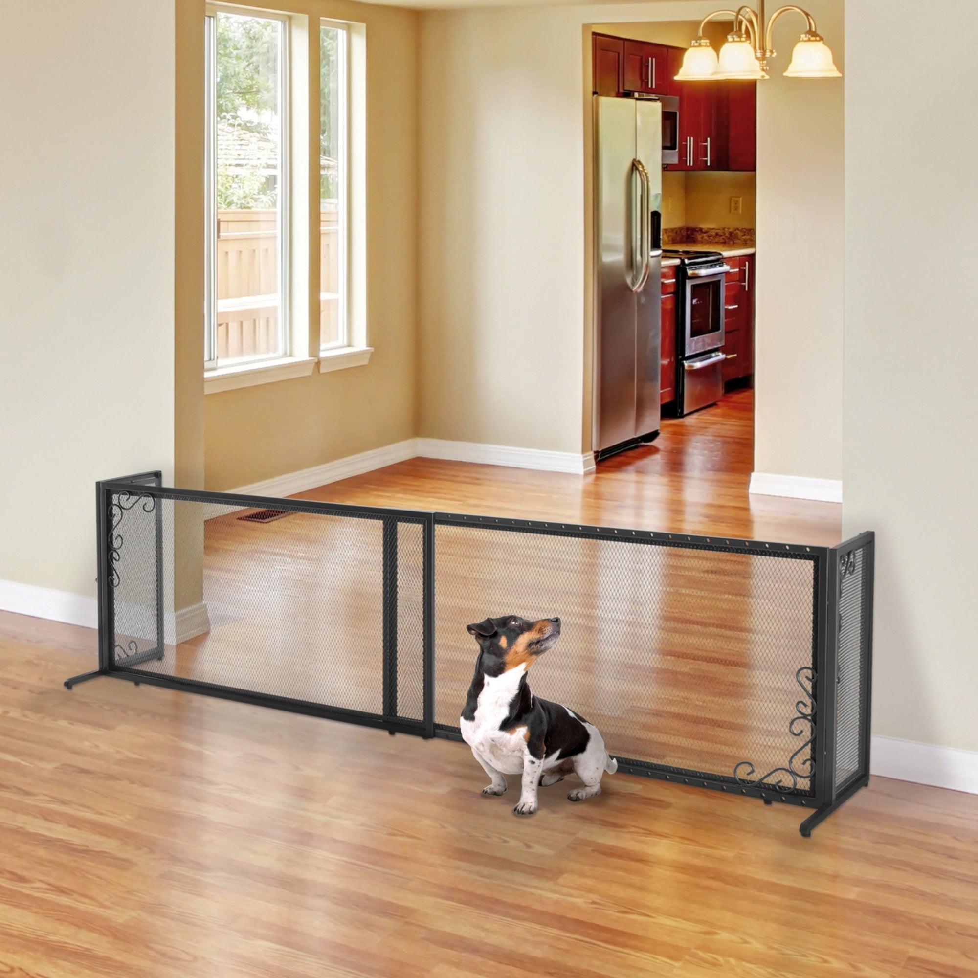 Richell Large Freestanding Metal Mesh Pet Gate In Antique Bronze