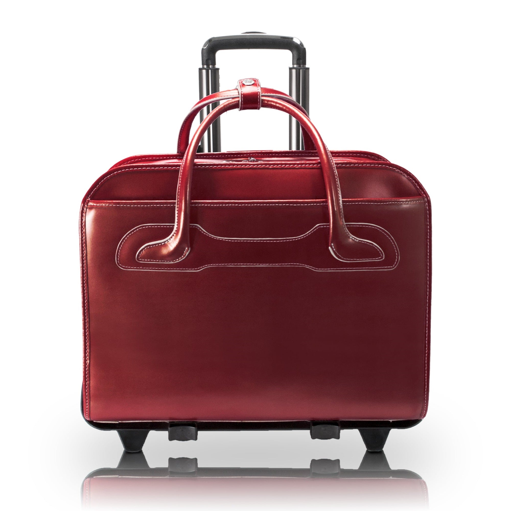 W Series | Willowbrook | 17 Leather Patented Detachable -Wheeled Ladies' Laptop Briefcase - Red