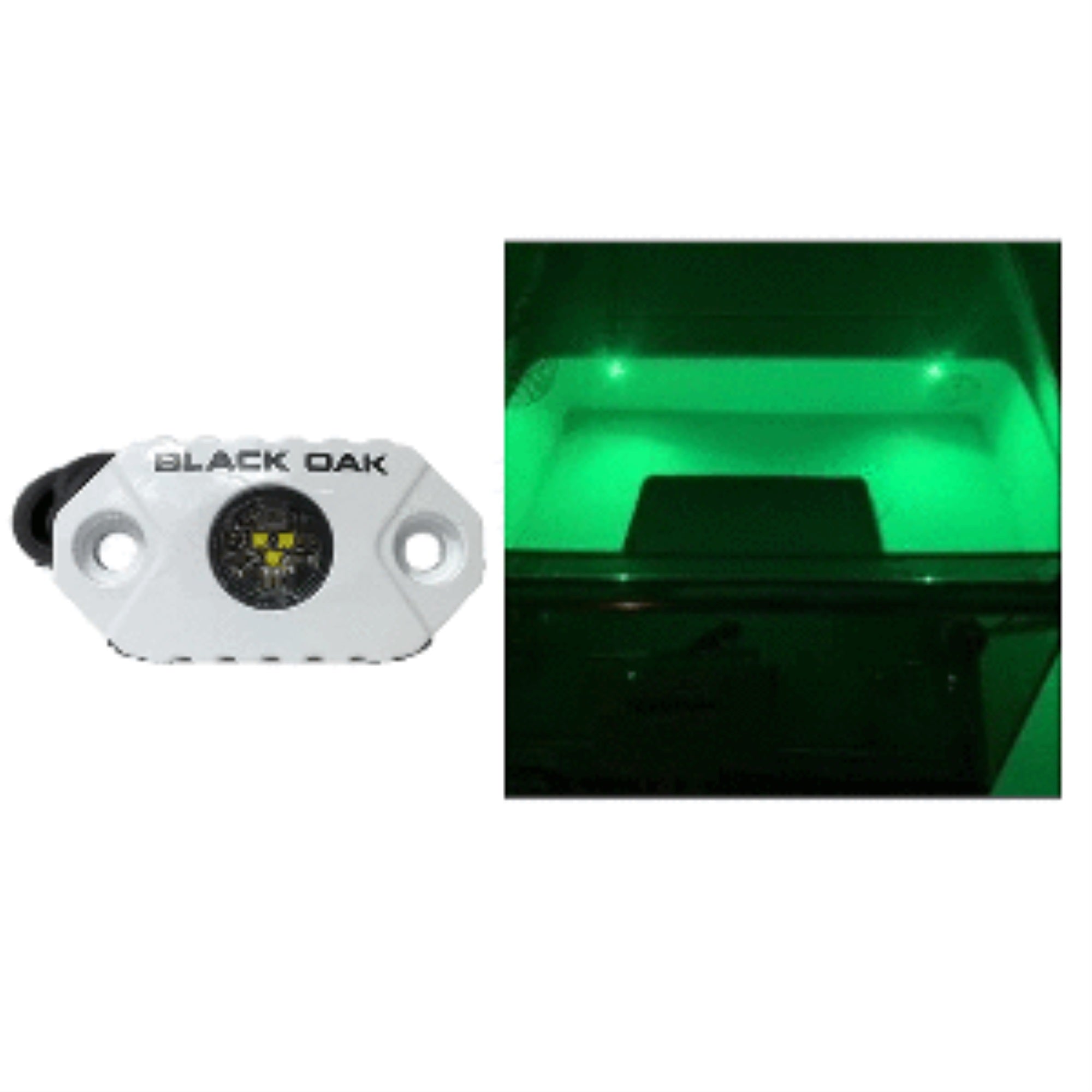 Black Oak Rock Accent Light - Green - White Housing