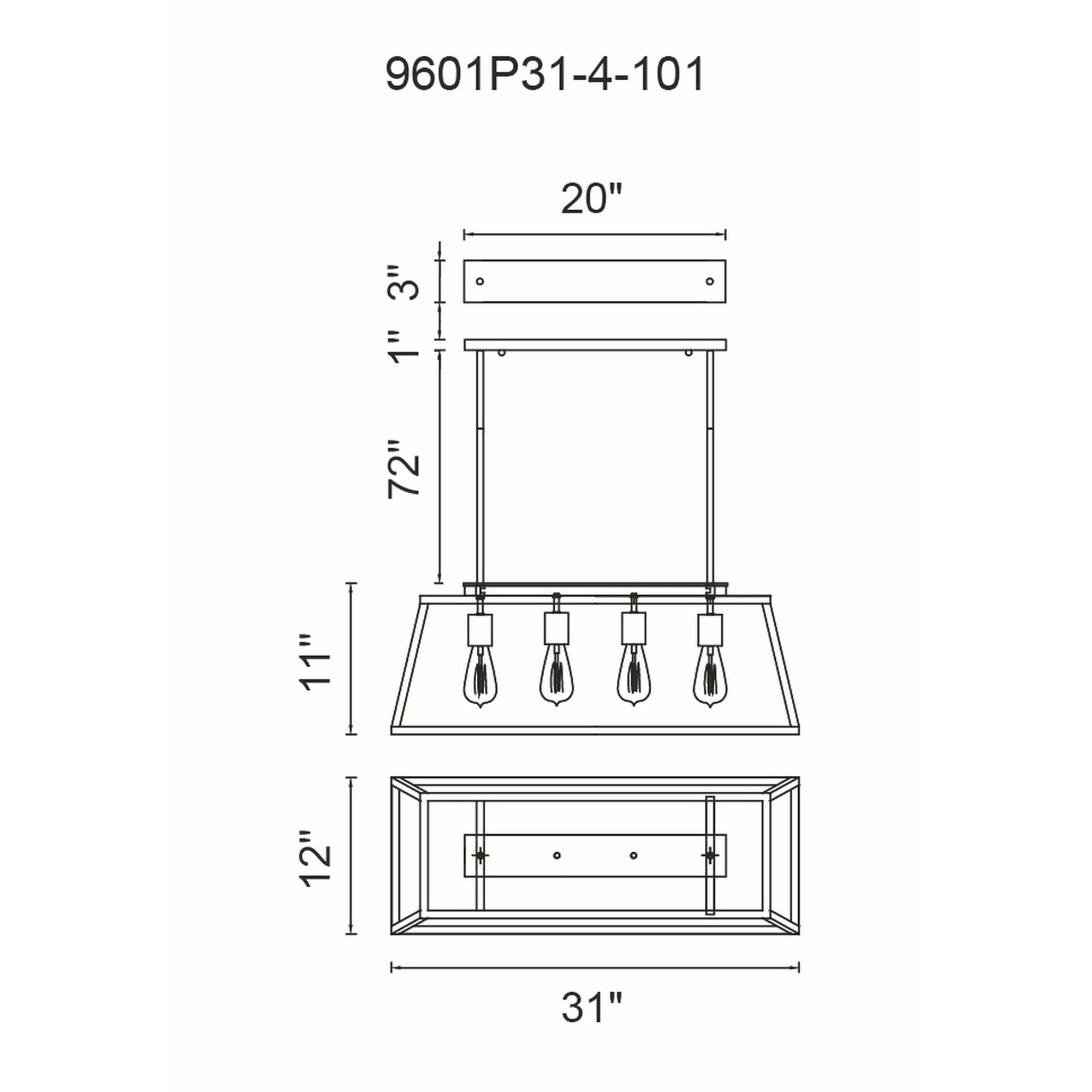 4 Light Down Chandelier With Black Finish