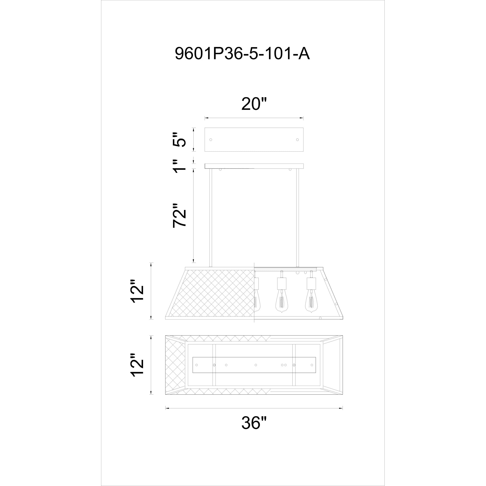 5 Light Down Chandelier With Black Finish