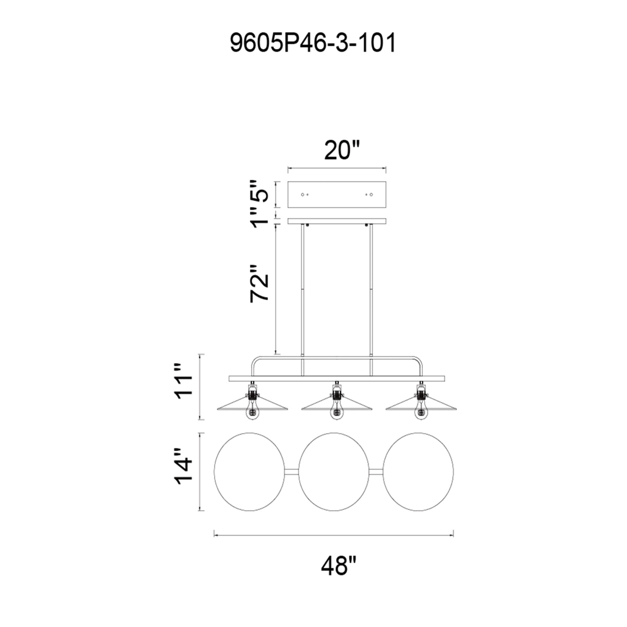 3 Light Pool Table Light With Black Finish