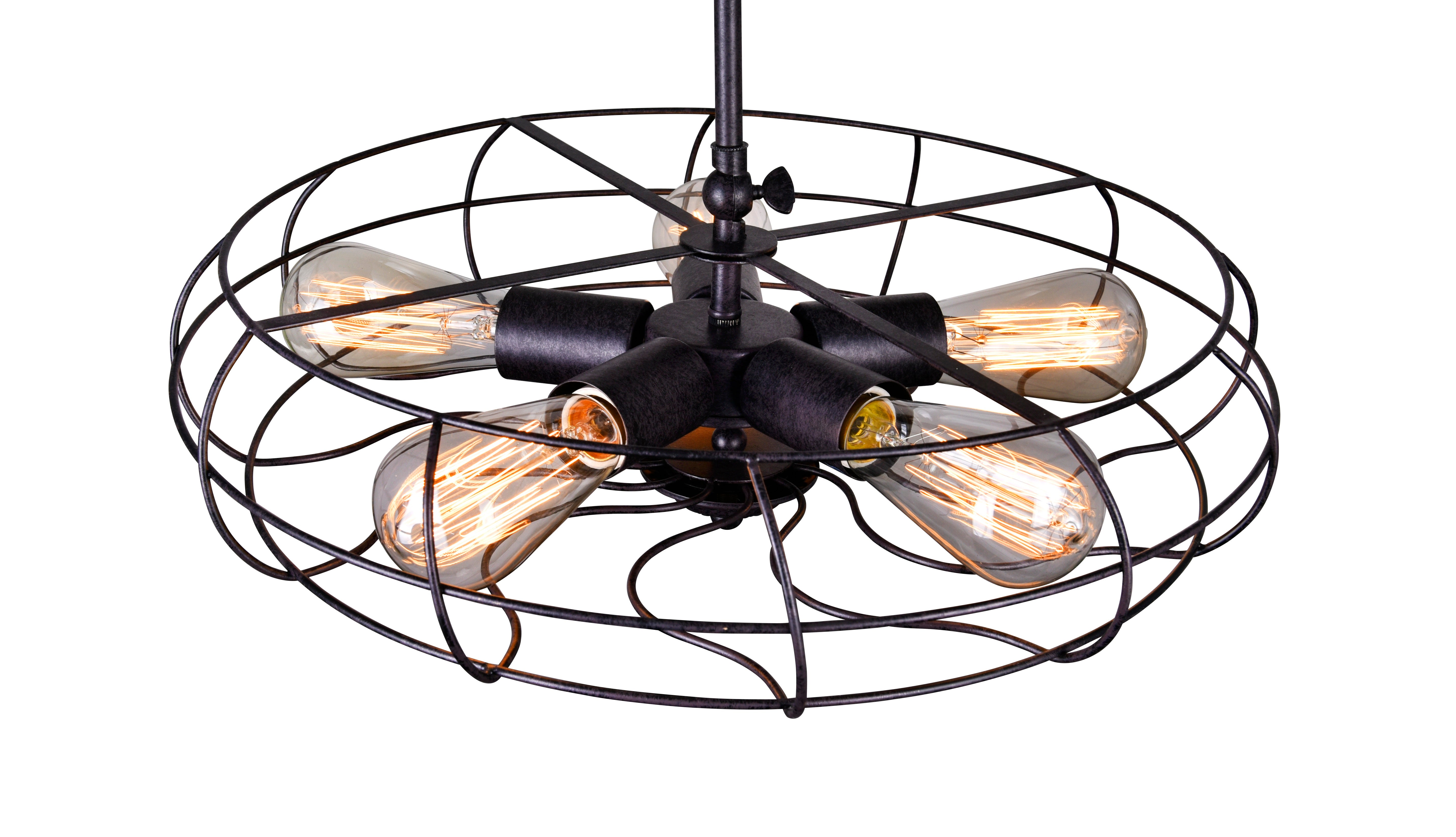 5 Light  Flush Mount With Rust Finish