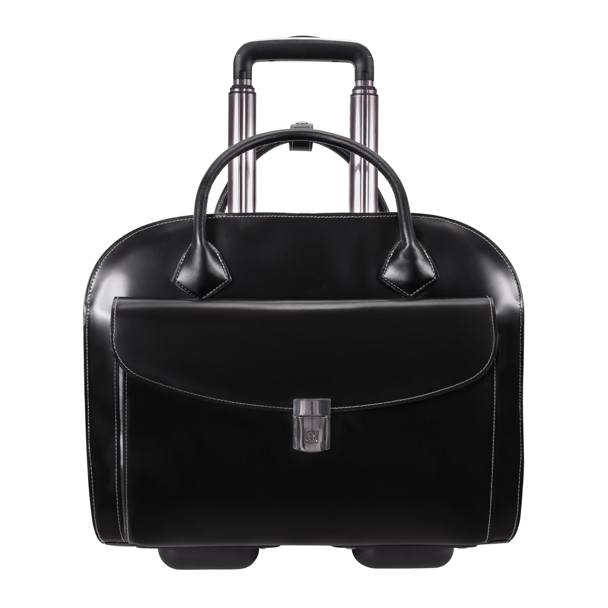 L Series | Granville | 15 Leather  Wheeled Ladies' Laptop Briefcase - Black