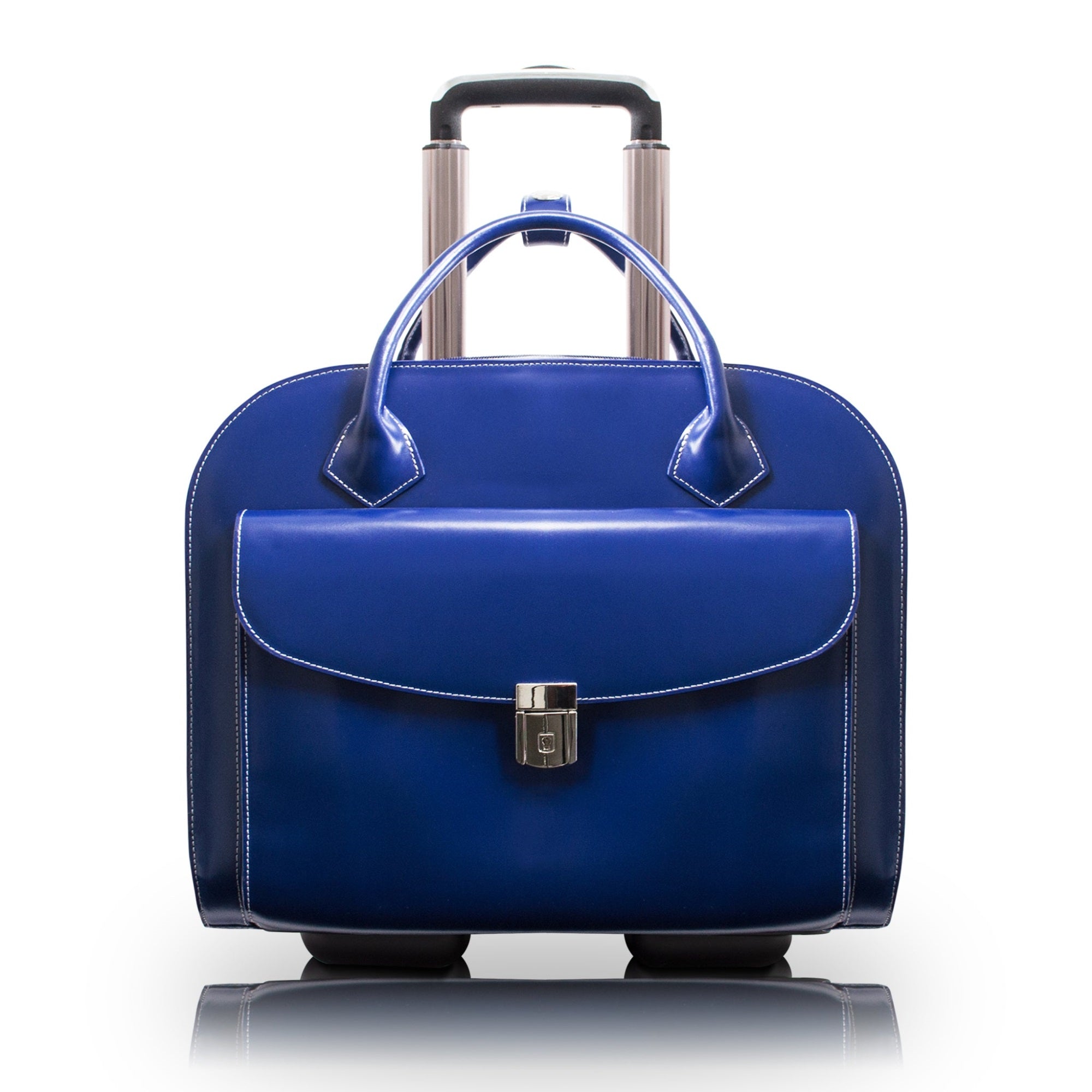 L Series | Granville | 15 Leather  Wheeled Ladies' Laptop Briefcase - Navy
