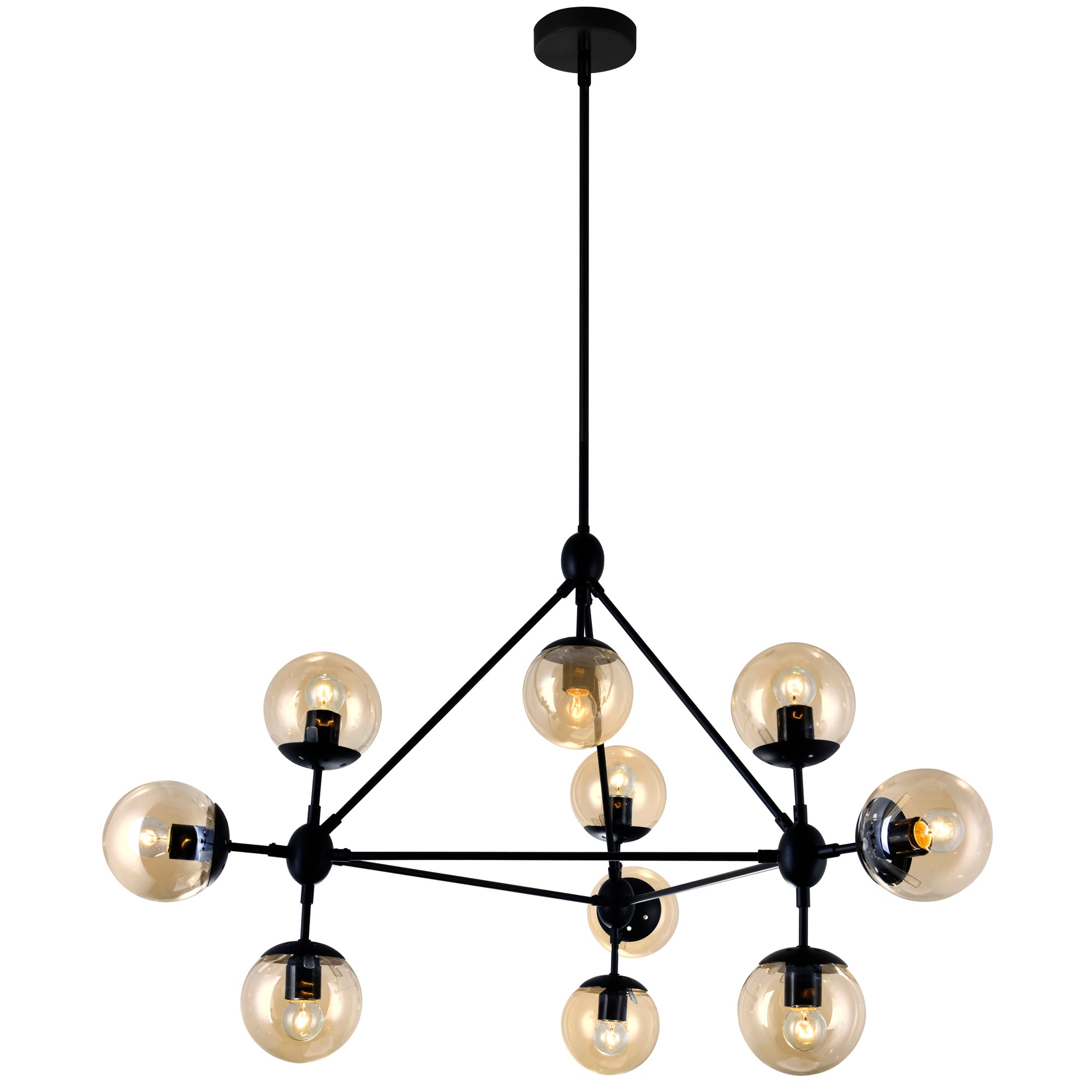 10 Light  Chandelier With Black Finish