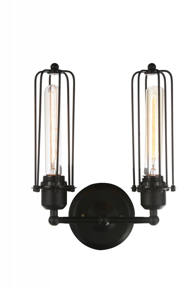 2 Light Wall Sconce With Black Finish