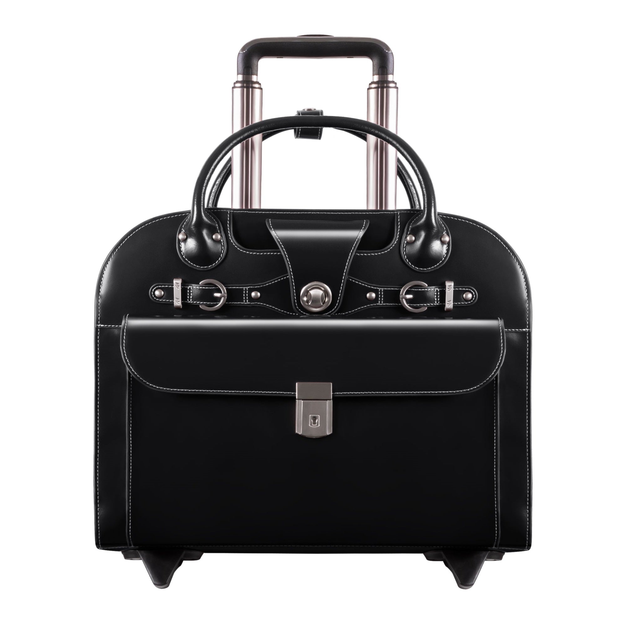 L Series | EDGEBROOK | 15 Leather  Wheeled Ladies Laptop Briefcase - Black