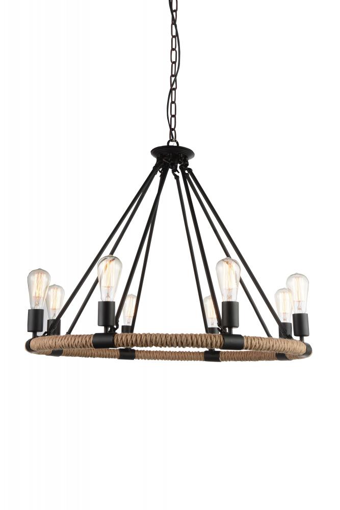 8 Light Up Chandelier With Black Finish