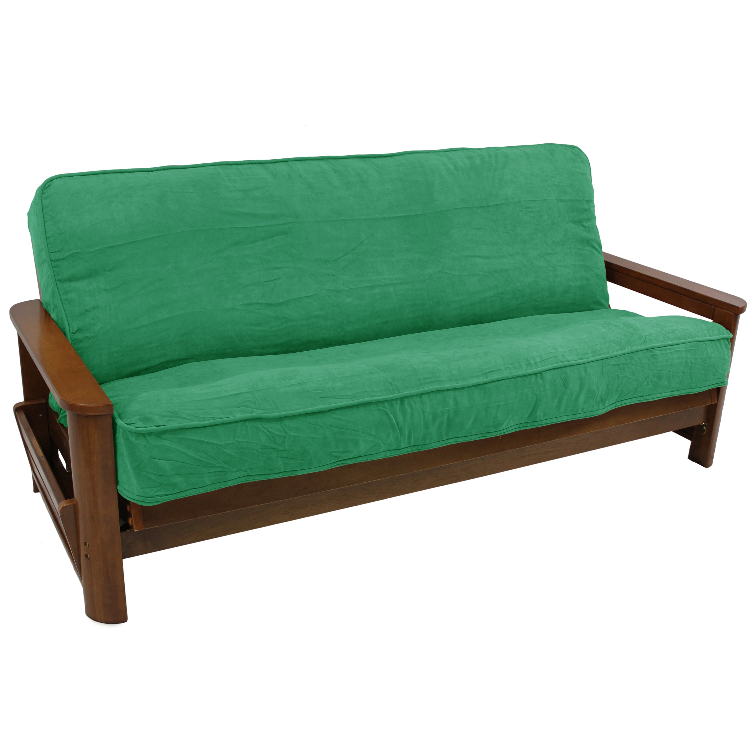 Solid Microsuede Double Corded 8 to 9-inch Full Futon Cover - Emerald