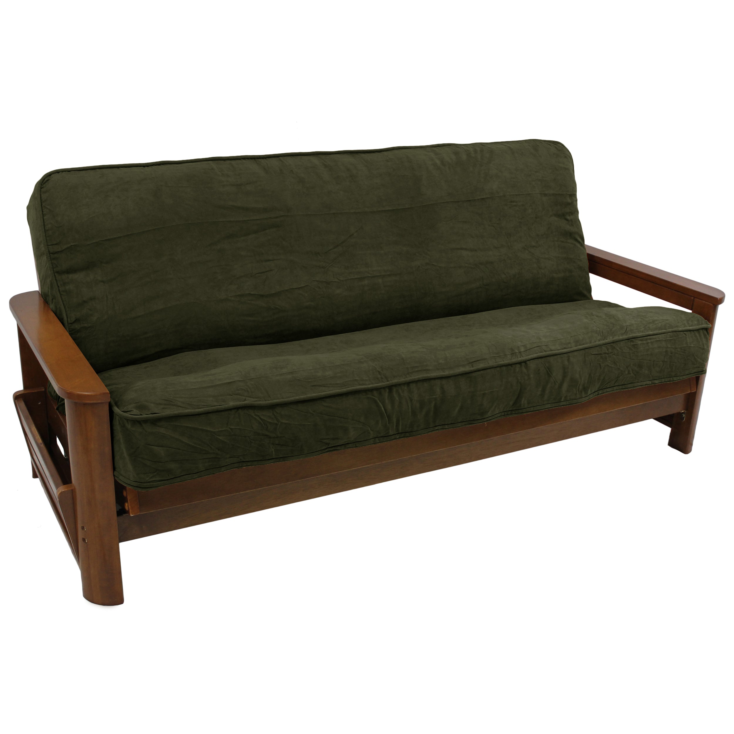 Solid Microsuede Double Corded 8 to 9-inch Full Futon Cover - Hunter Green
