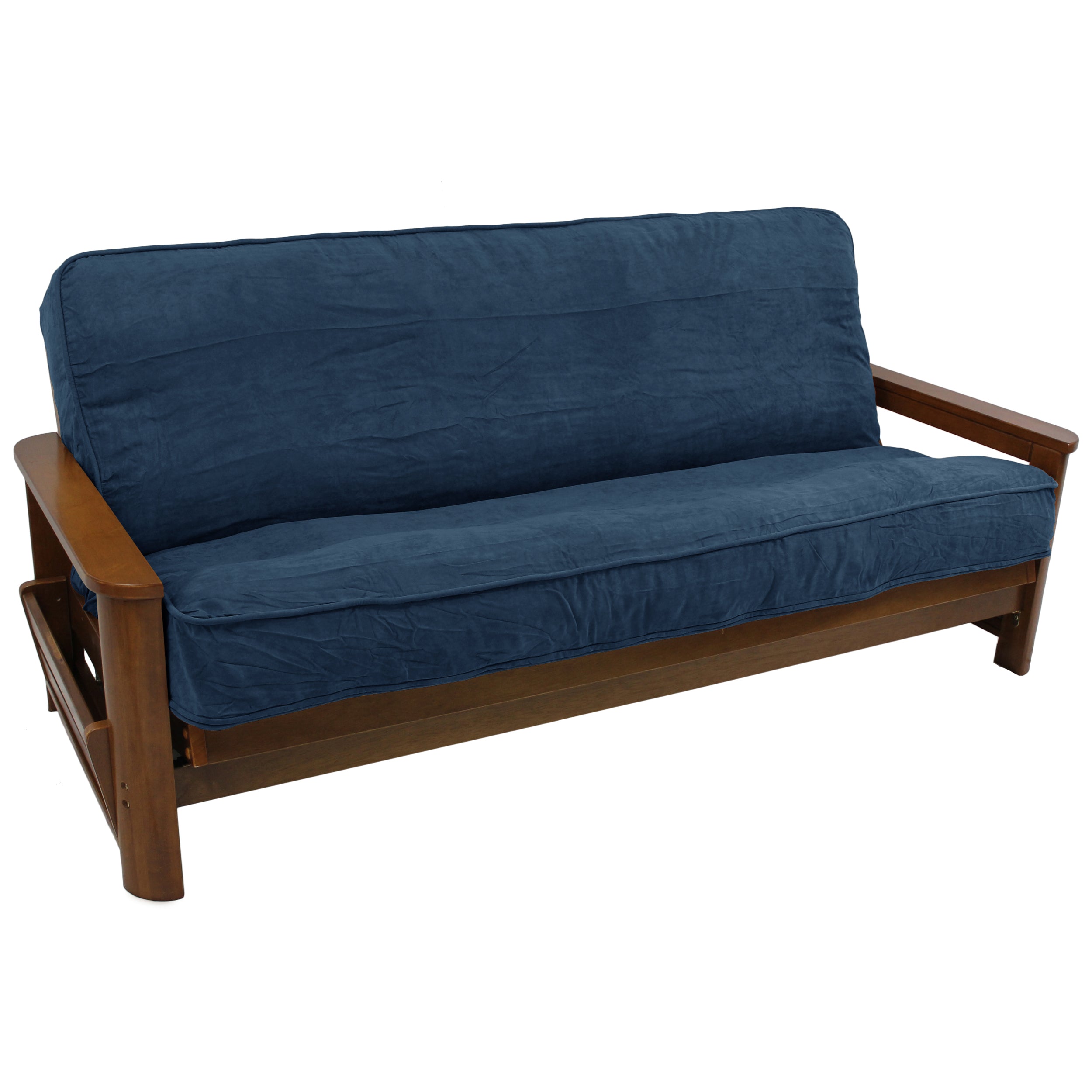 Solid Microsuede Double Corded 8 to 9-inch Full Futon Cover - Indigo