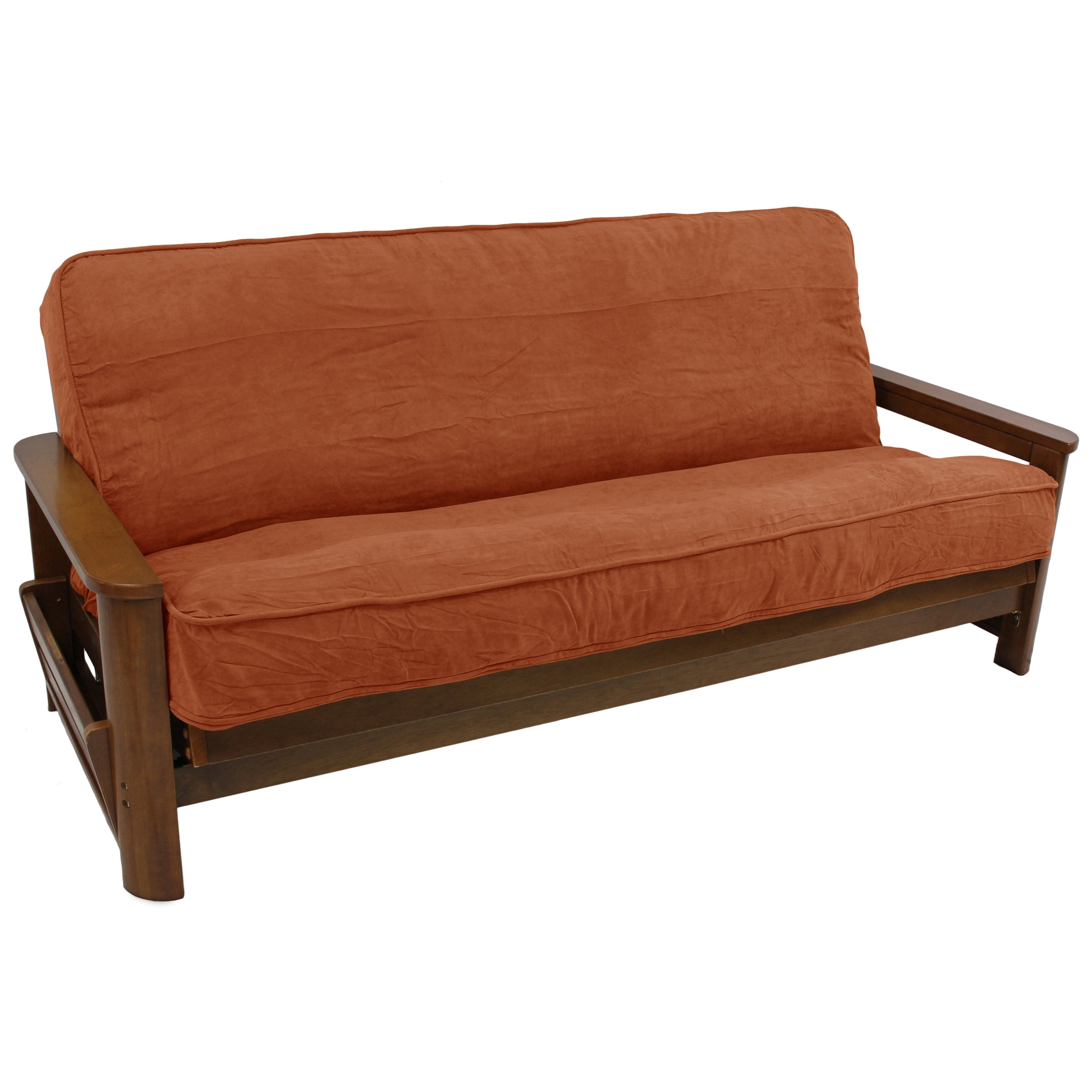 Solid Microsuede Double Corded 8 to 9-inch Full Futon Cover - Spice