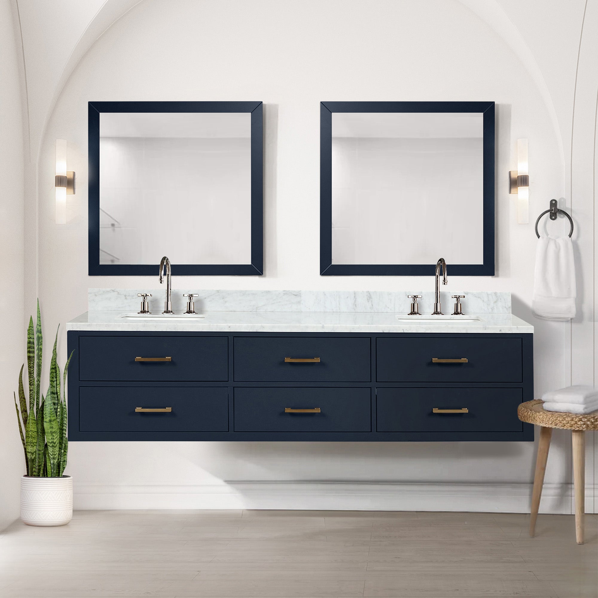 Blue Double Bath Vanity 80 in. W x 22 in. D