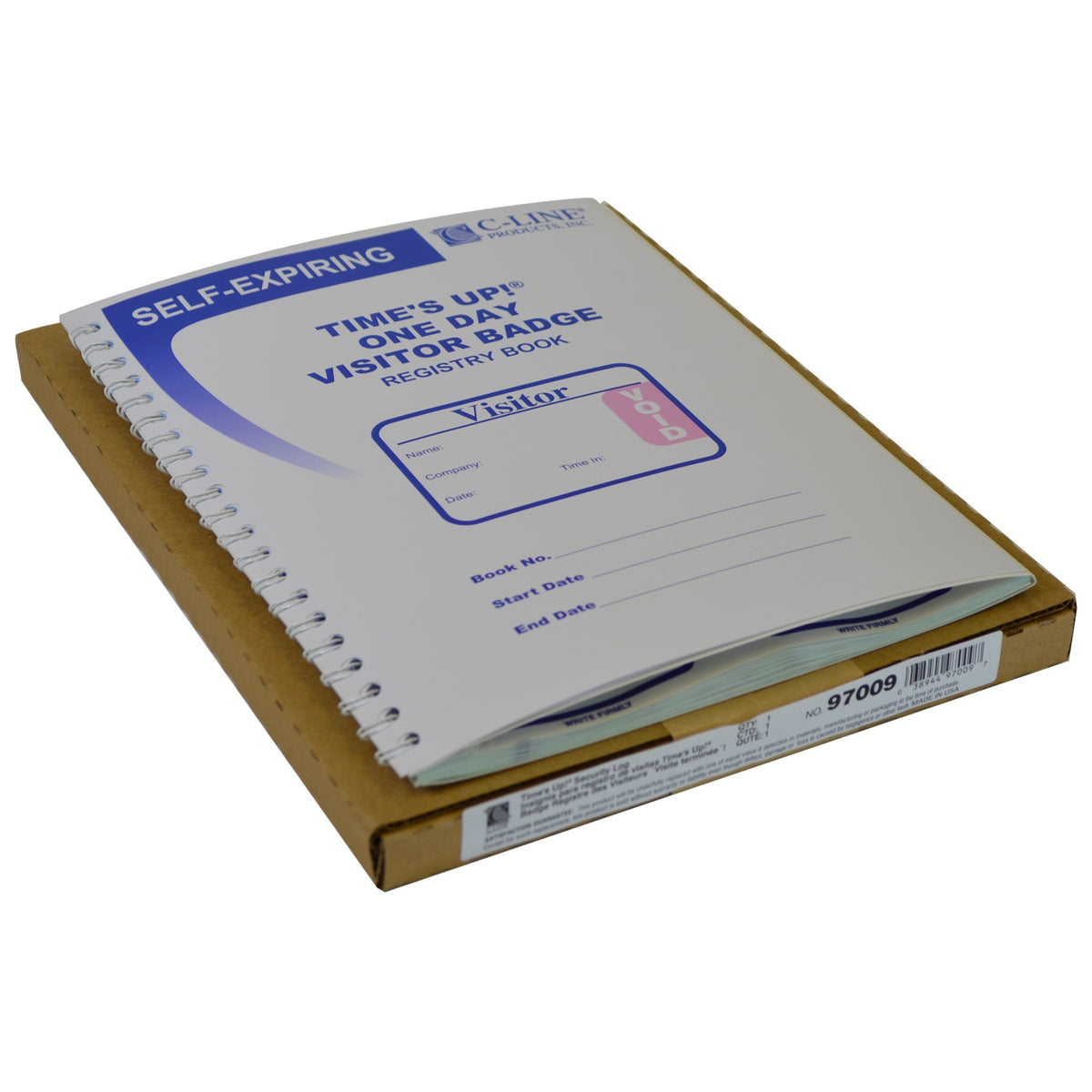 Time'S Up! Self-Expiring Visitor Badges With Registry Log, 1/Bx, 97009