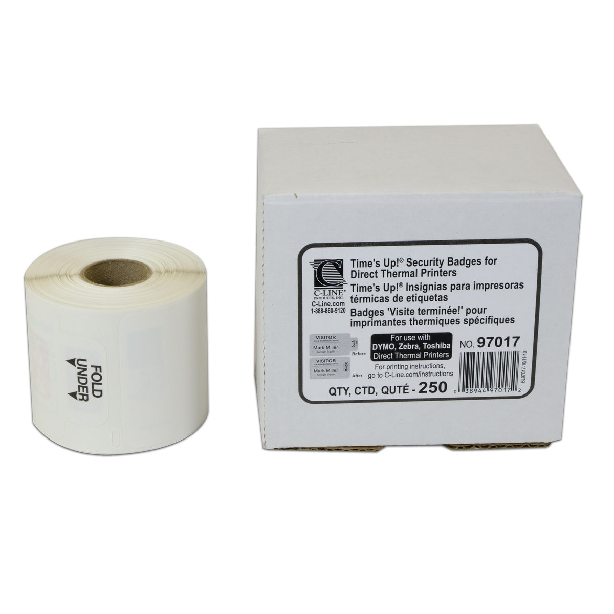 Time'S Up! One-Part Self-Expiring Security Badges For Direct Thermal Printers, 250/Bx, 97017