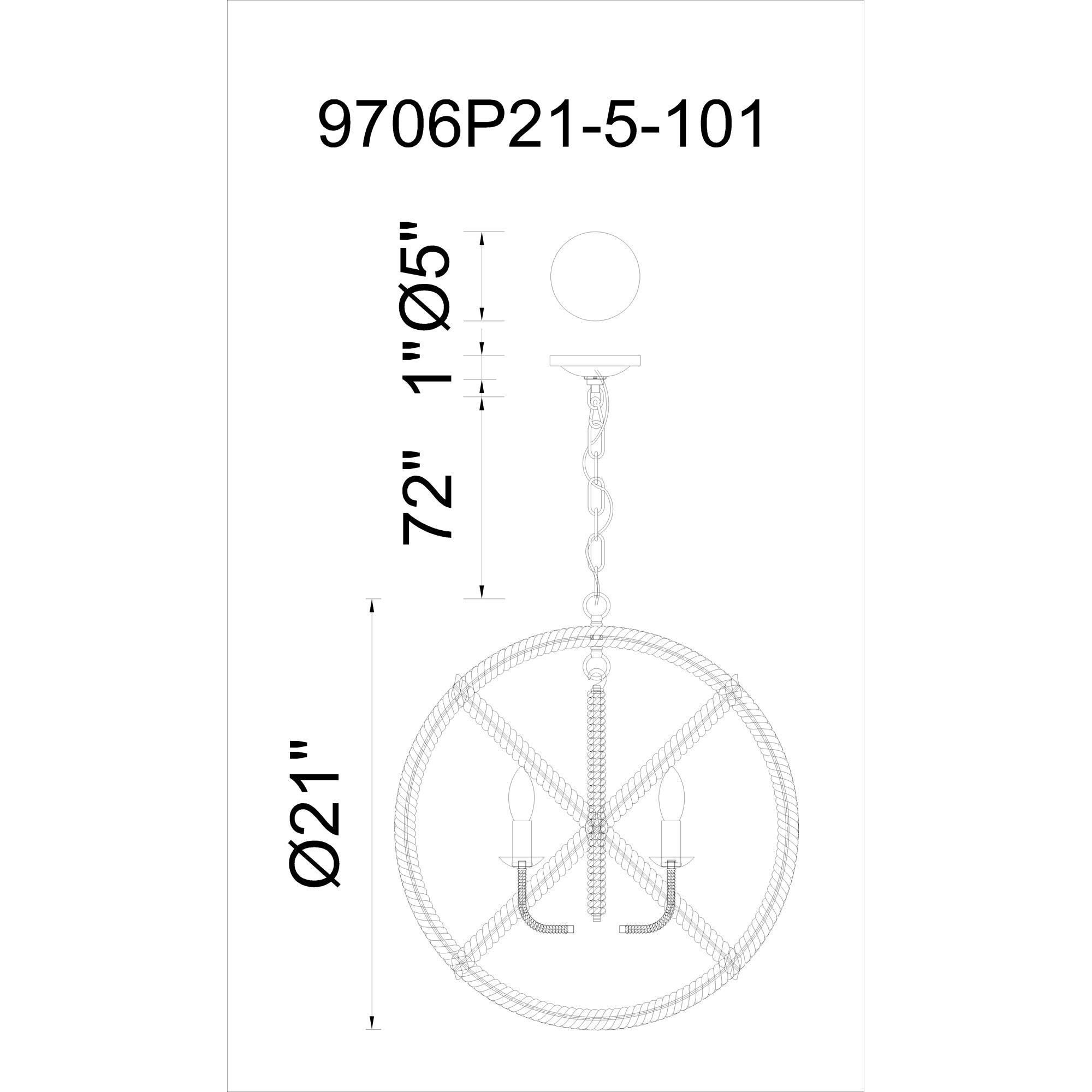 5 Light Up Chandelier With Black Finish