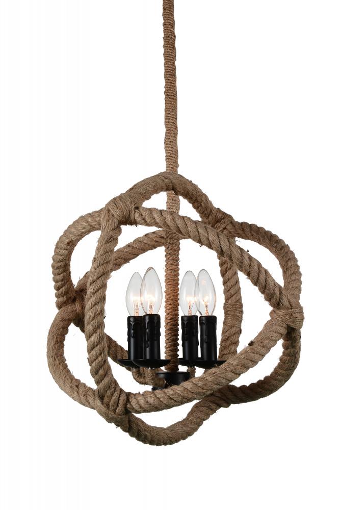 4 Light Up Chandelier With Black Finish