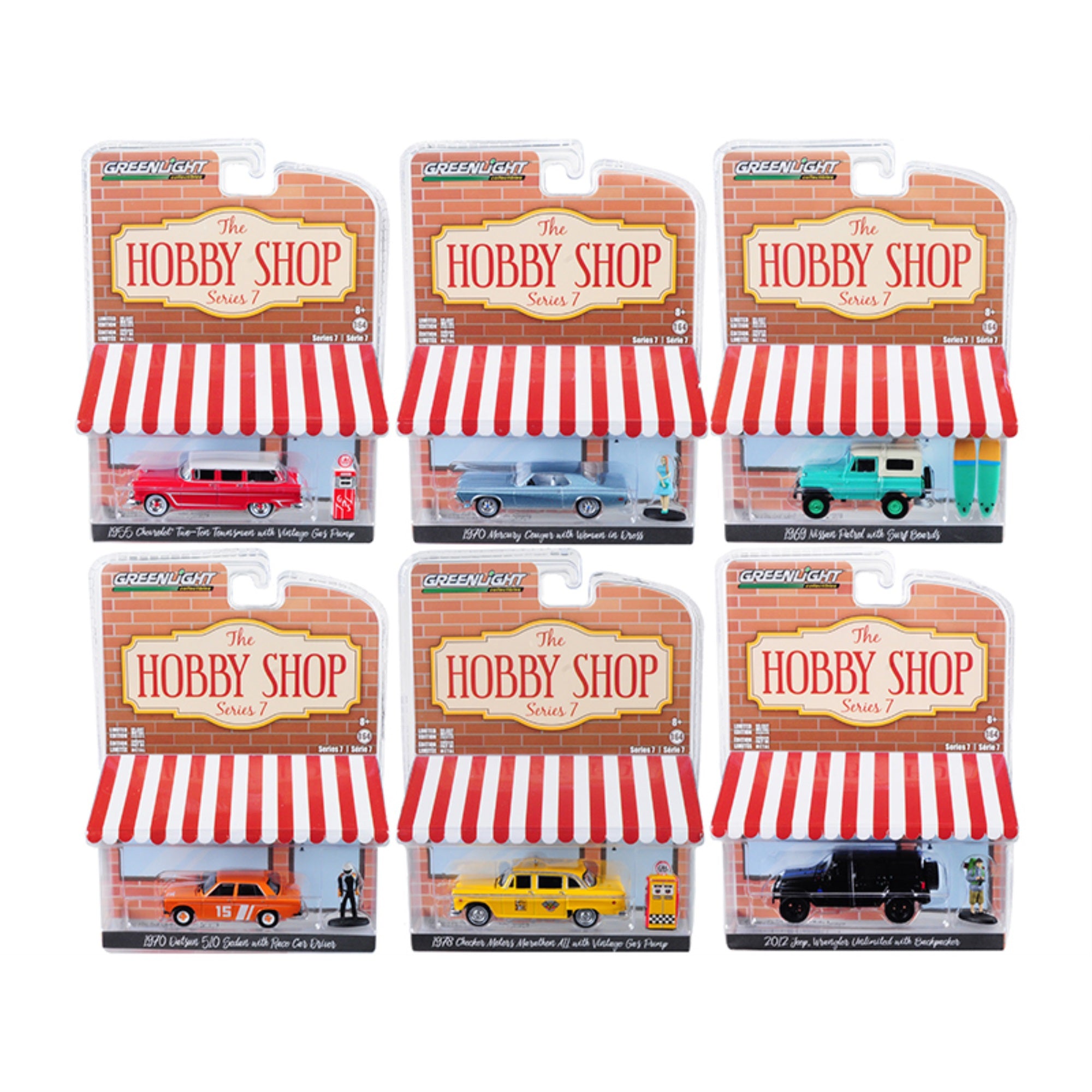 The Hobby Shop' Set Of 6 Pieces Series 7 1/64 Diecast Model Cars By Greenlight