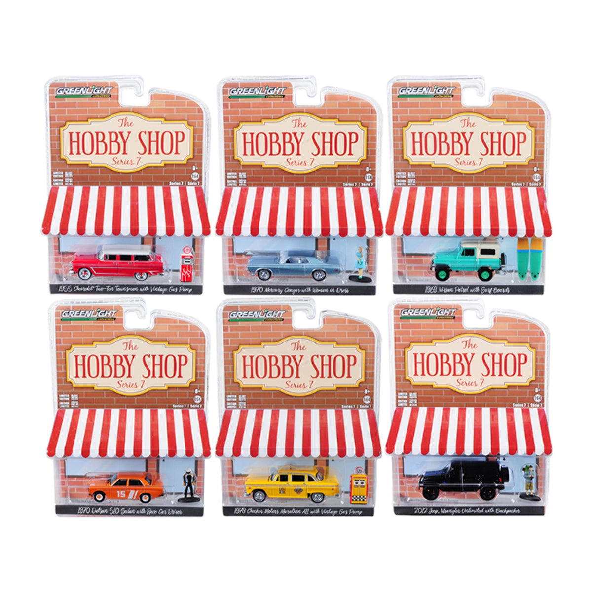 The Hobby Shop' Set Of 6 Pieces Series 7 1/64 Diecast Model Cars By Greenlight