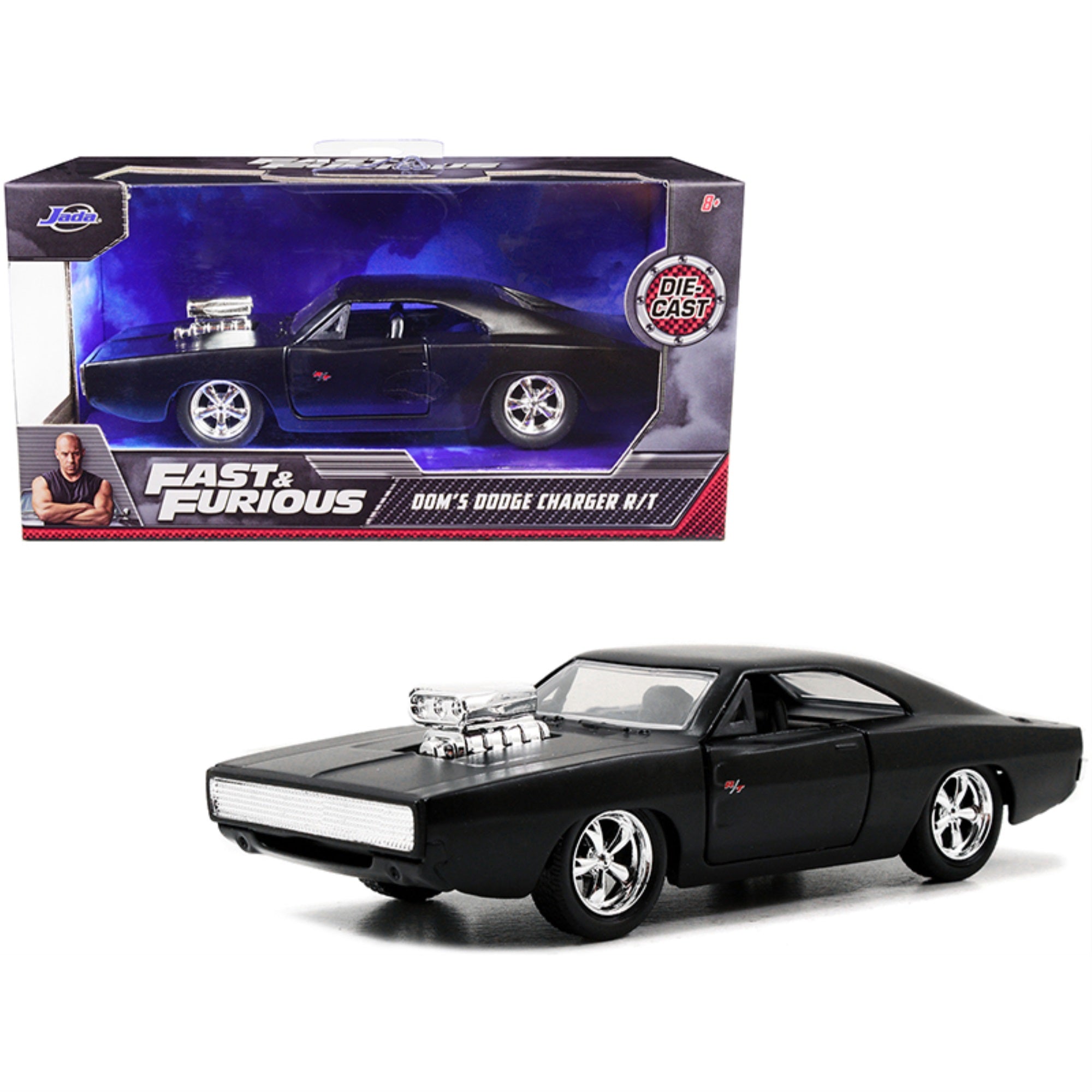 Dom'S Dodge Charger R/T Matt Black 'Fast & Furious' Movie 1/32 Diecast Model Car By Jada