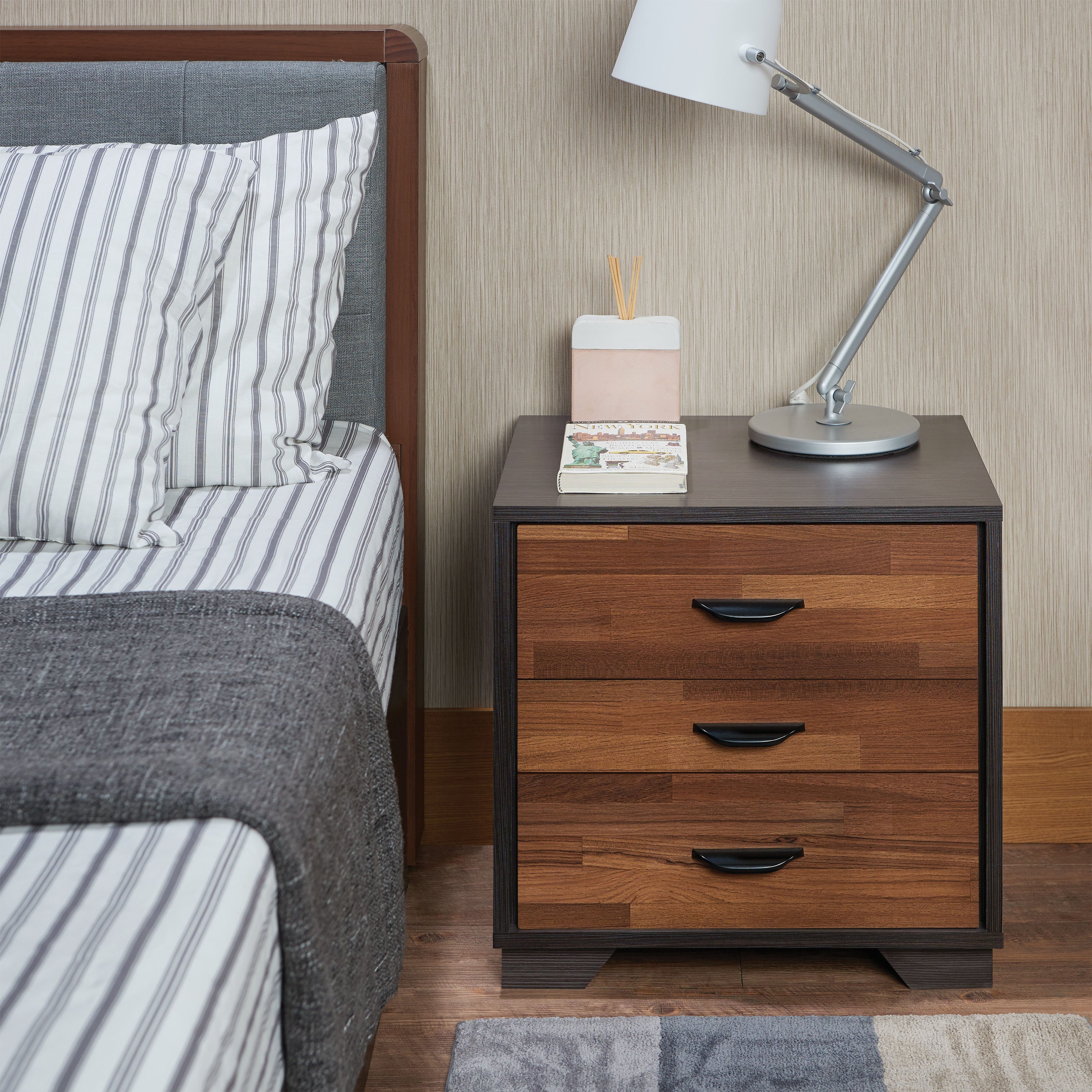 Eloy - Nightstand Walnut & Espresso