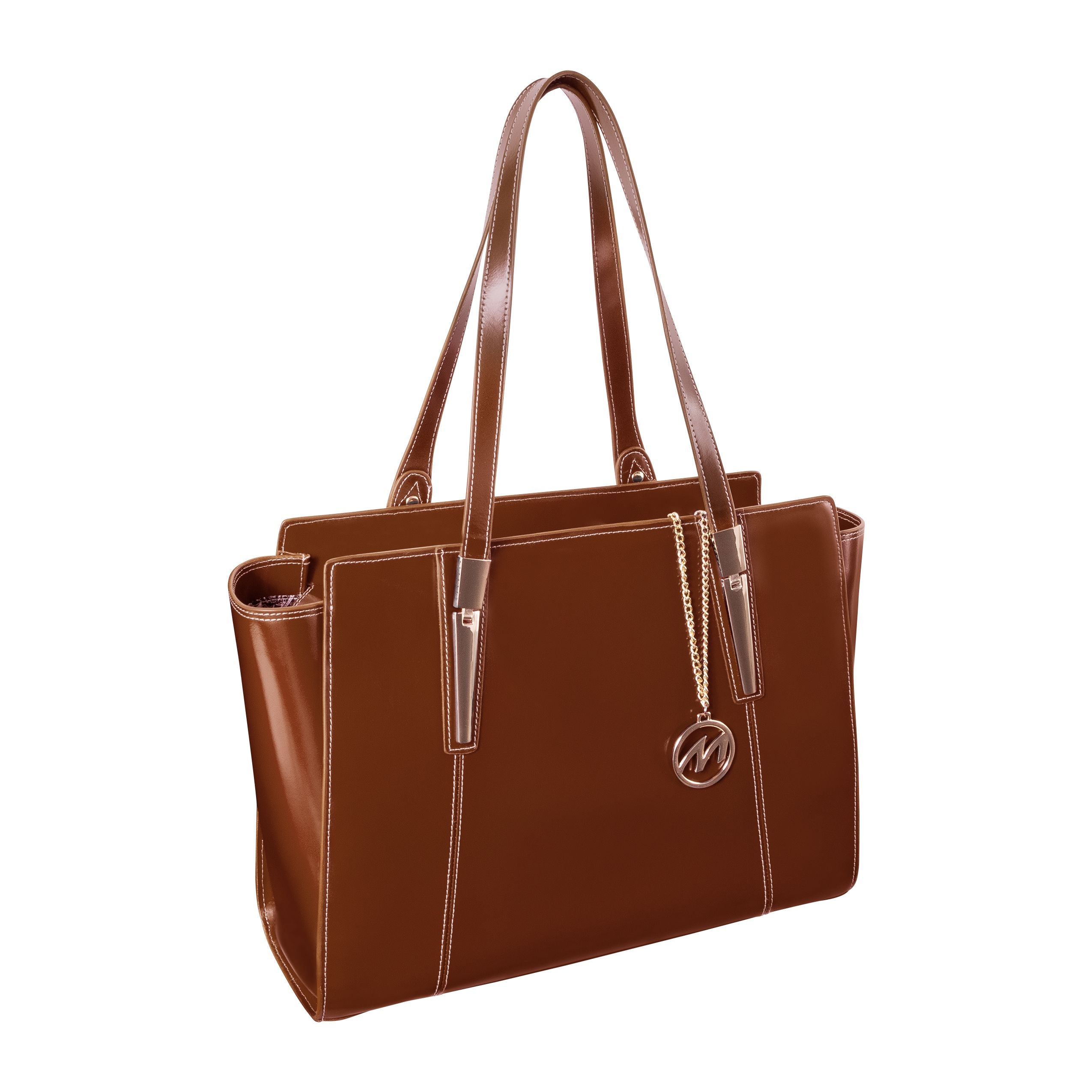 M Series | Aldora | Leather Ladies' Tote With Tablet Pocket - Brown