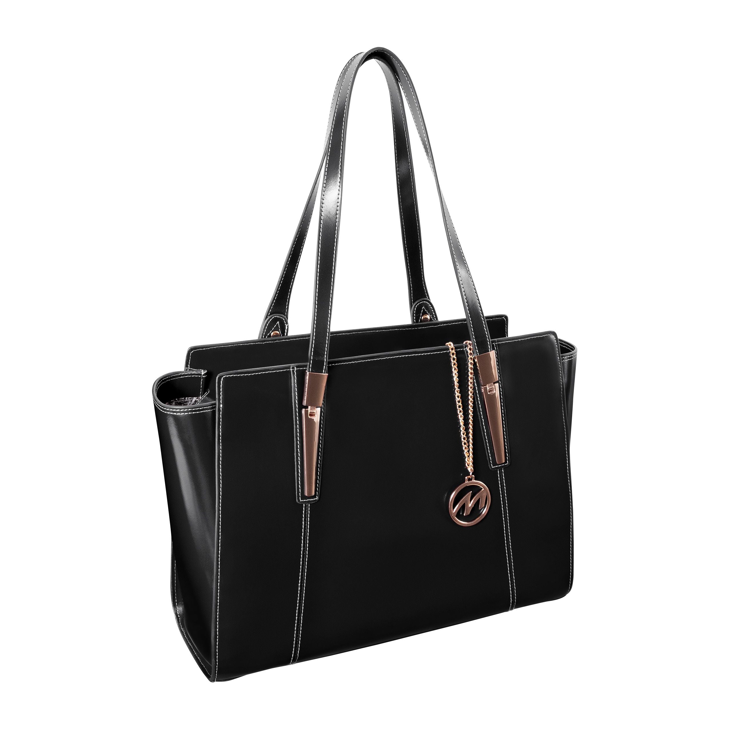 M Series | ALDORA | Leather Ladies Tote with Tablet Pocket - Black