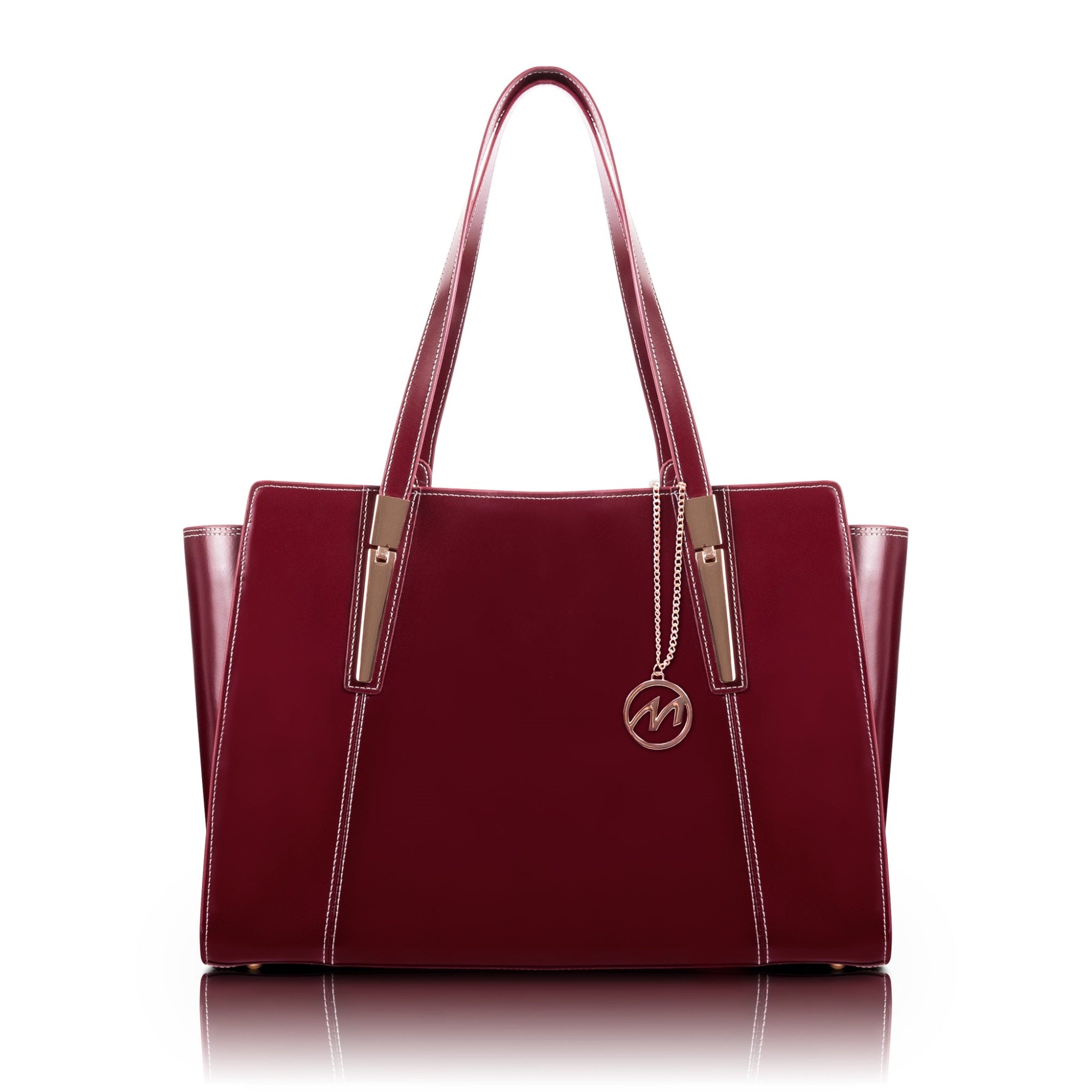 M Series | ALDORA | Leather Ladies Tote with Tablet Pocket - Red