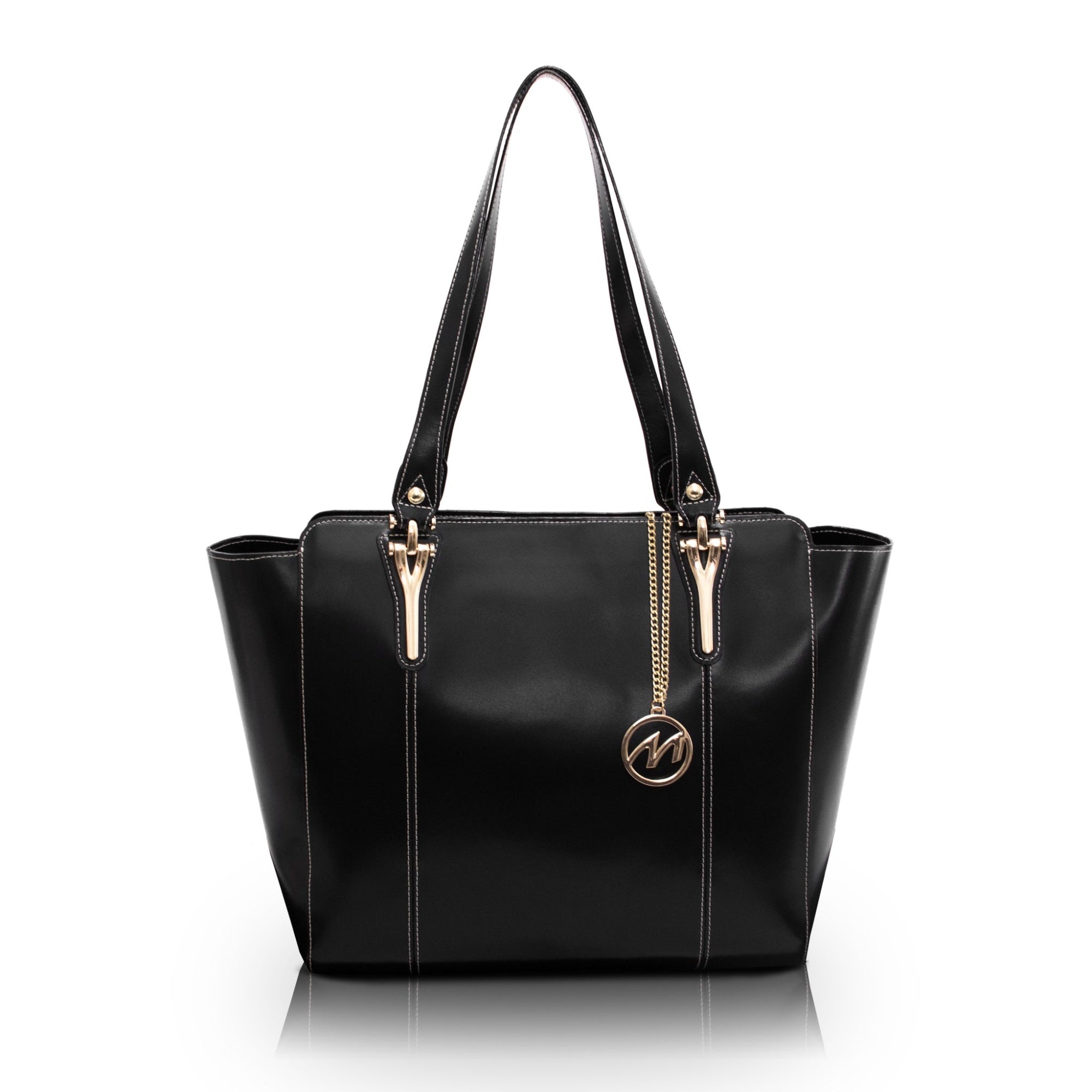 M Series | Alicia | Leather Ladies' Tote With Tablet Pocket - Black