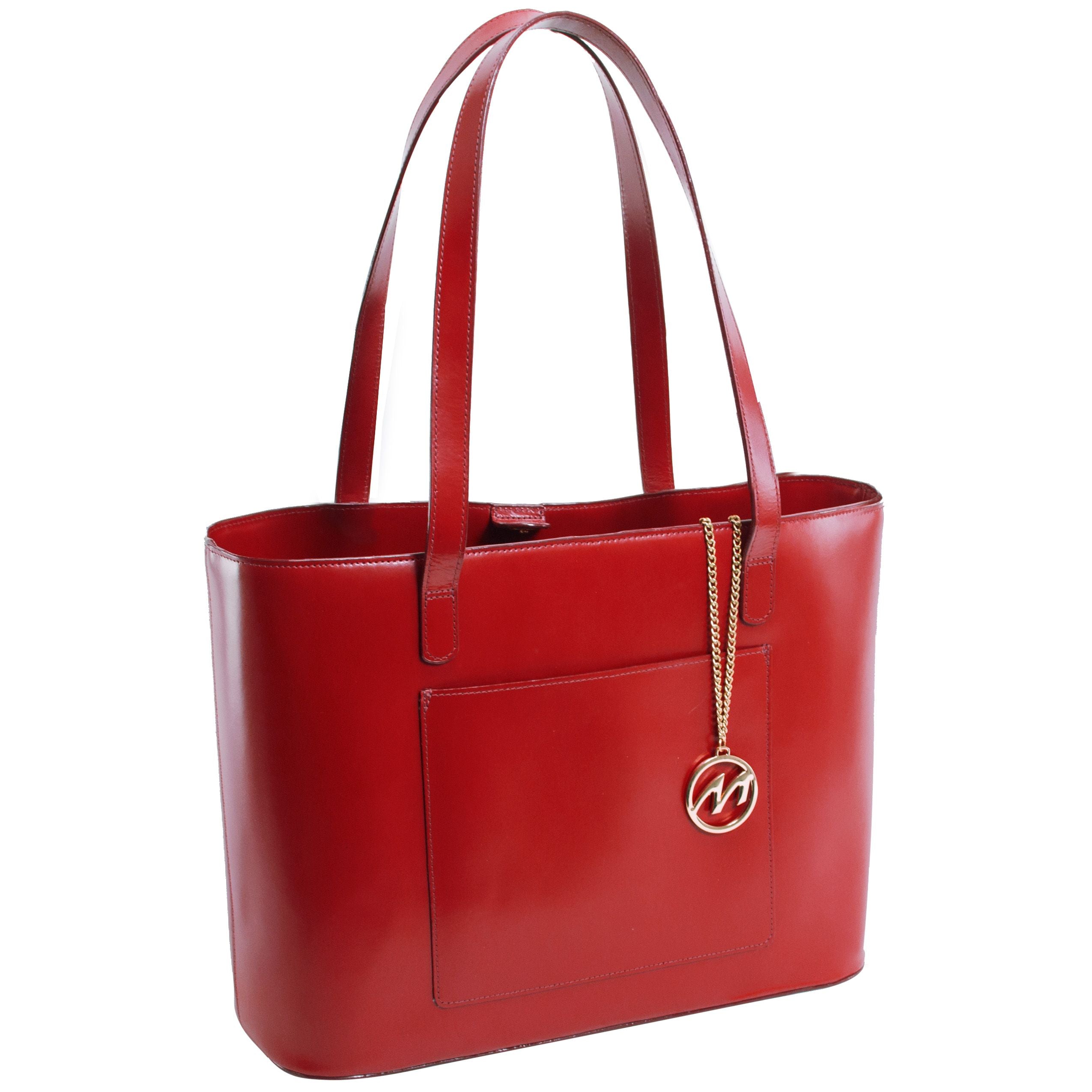 M Series | Alyson | Leather Ladies' Tote With Tablet Pocket - Red