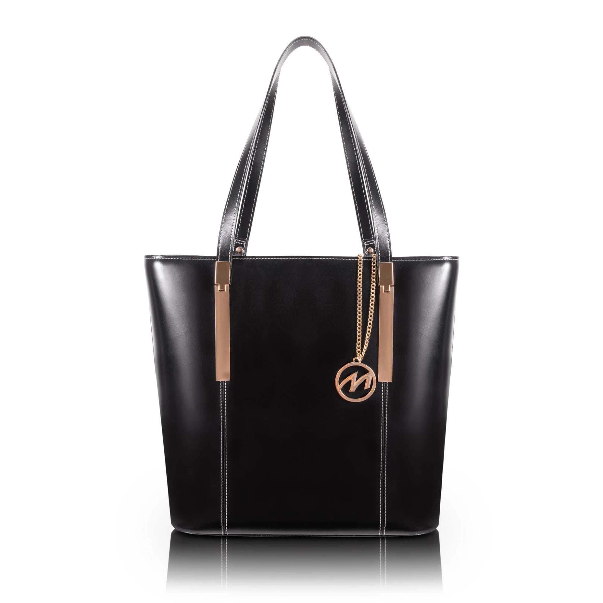 M Series | Cristina | Leather Ladies' Tote With Tablet Pocket - Black