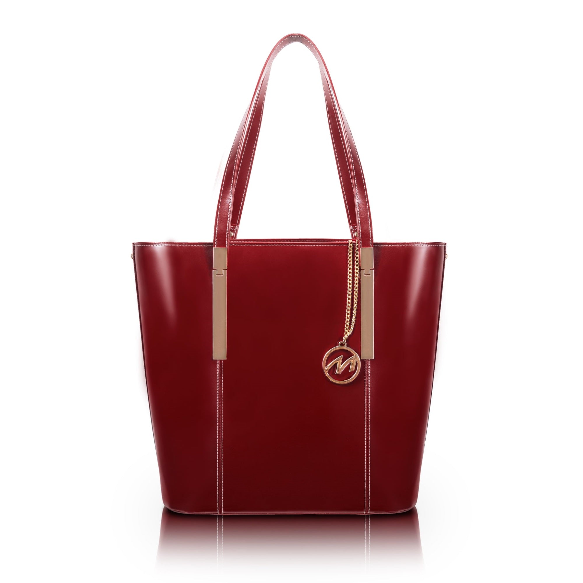 M Series | Cristina | Leather Ladies' Tote With Tablet Pocket - Red