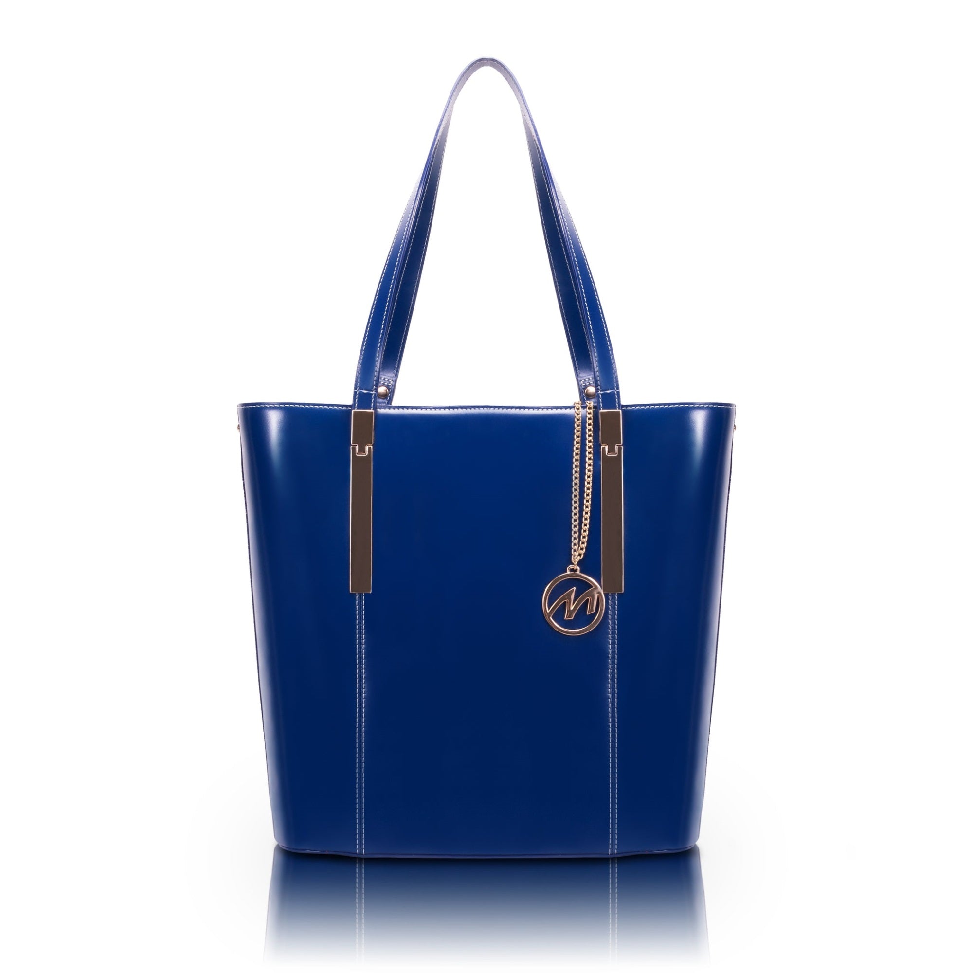 M Series | Cristina | Leather Ladies' Tote With Tablet Pocket - Navy