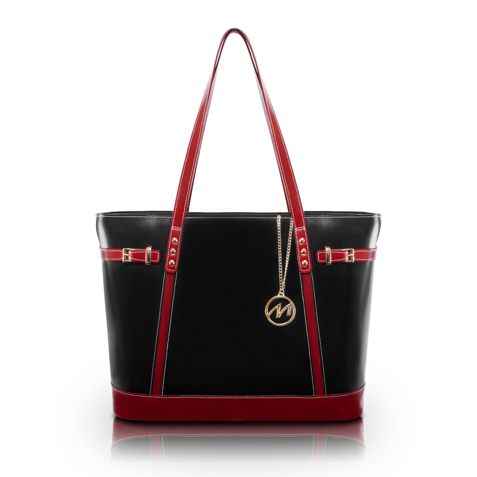 M Series | Serafina | Leather Ladies' Tote With Tablet Pocket - Black