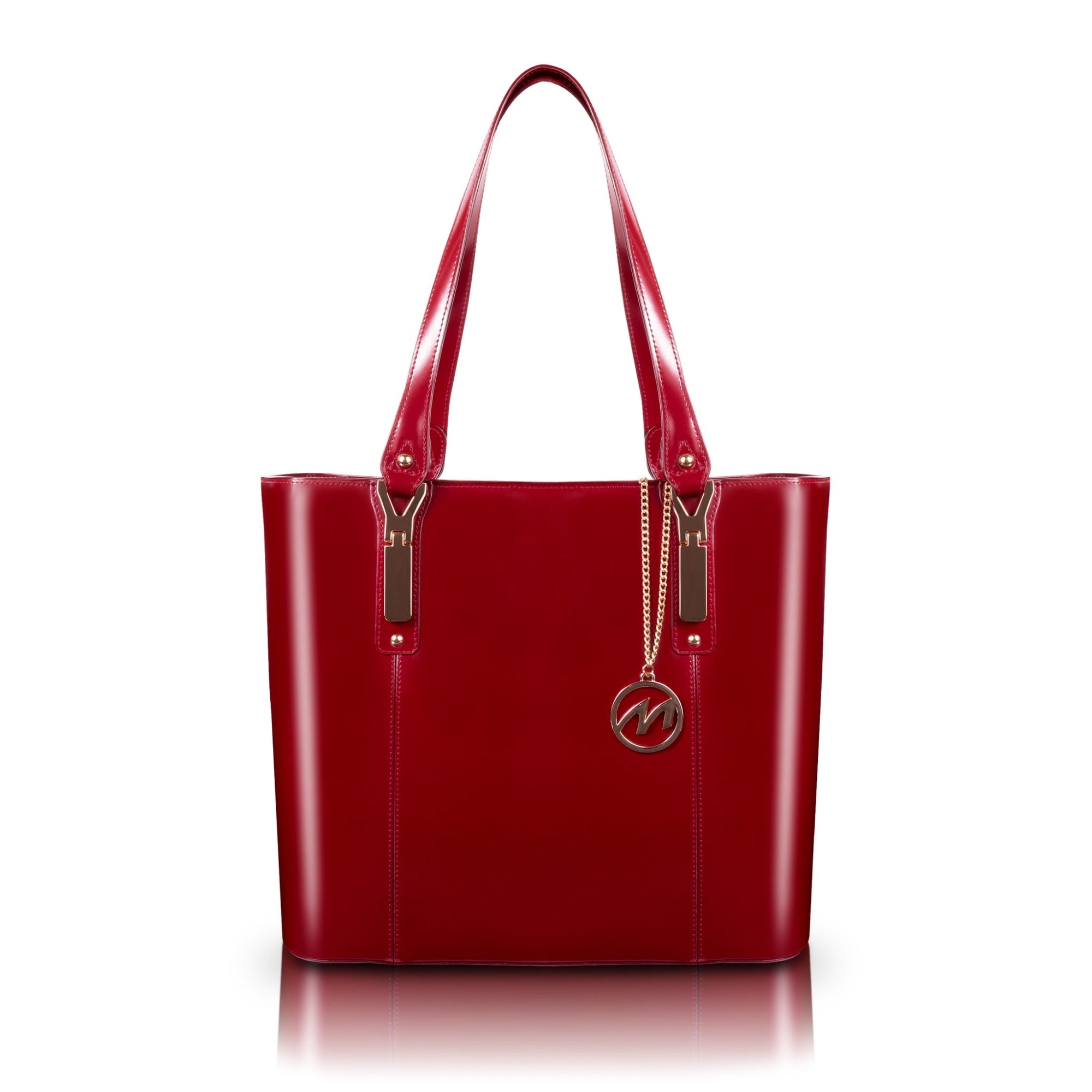 M Series | Savarna | Leather Ladies' Tote With Tablet Pocket - Red