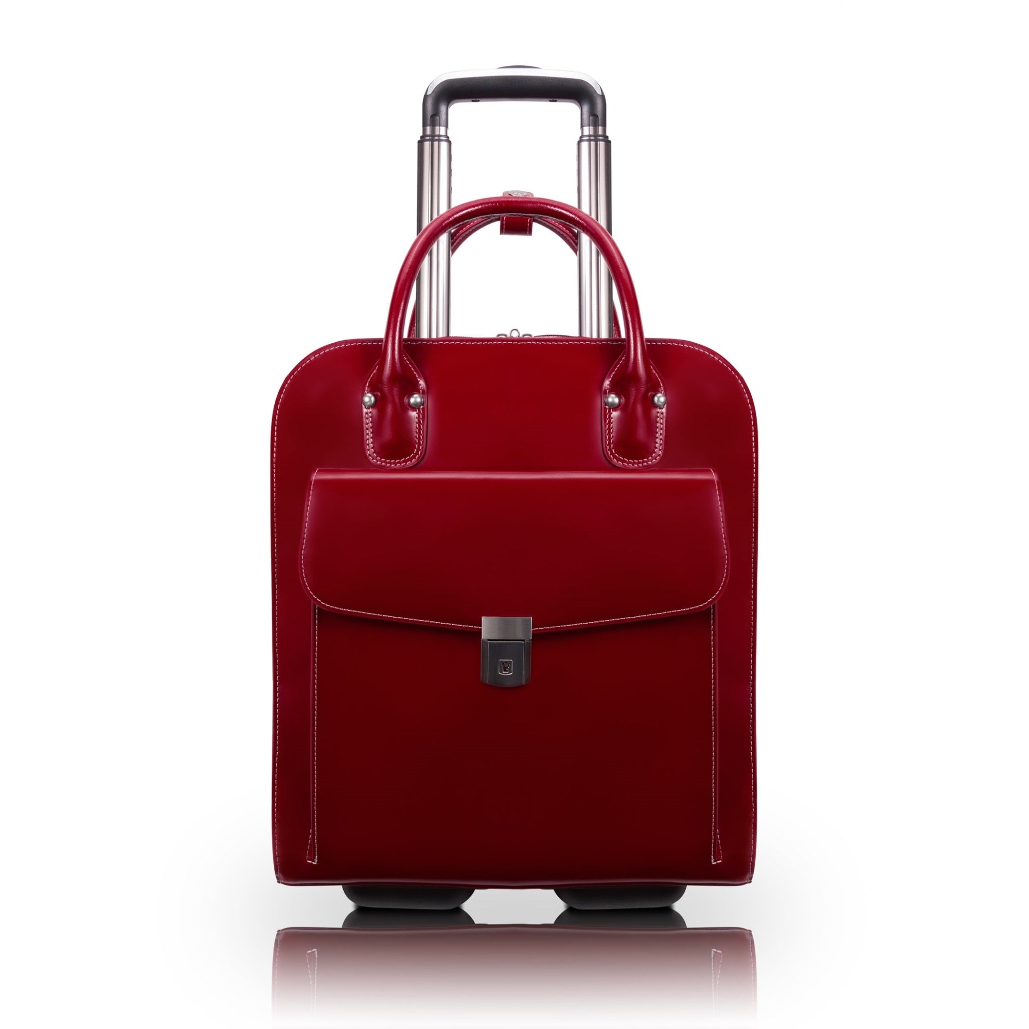L Series | Uptown | 15 Leather Vertical Wheeled Ladies' Laptop Briefcase - Red