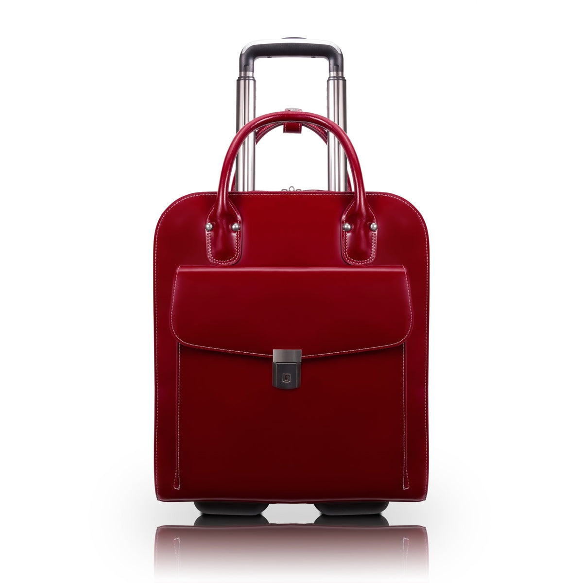 L Series | Uptown | 15 Leather Vertical Wheeled Ladies' Laptop Briefcase - Red