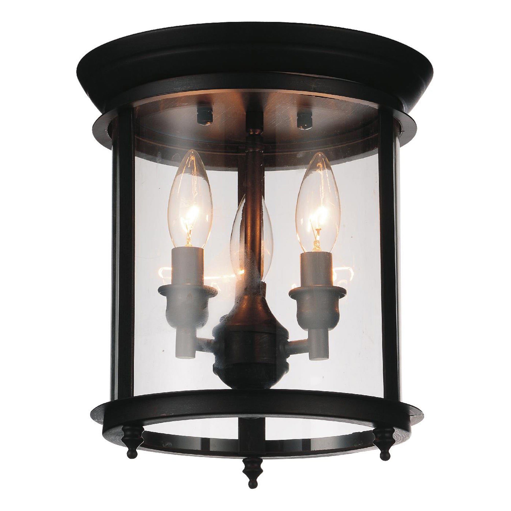 3 Light Cage Flush Mount With Oil Rubbed Bronze Finish