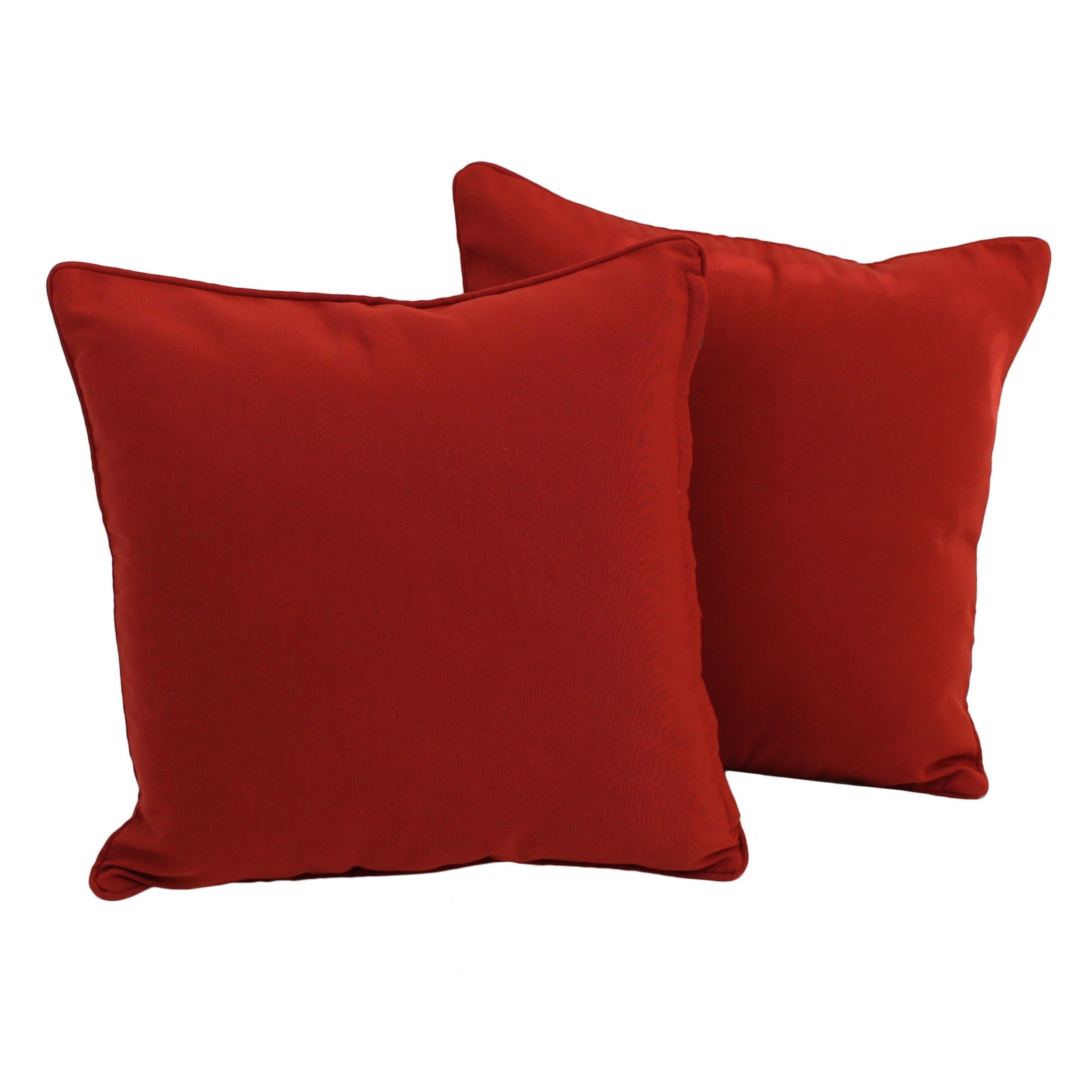 18-inch Double-corded Solid Twill Square Throw Pillows with Inserts (Set of 2) - Ruby Red