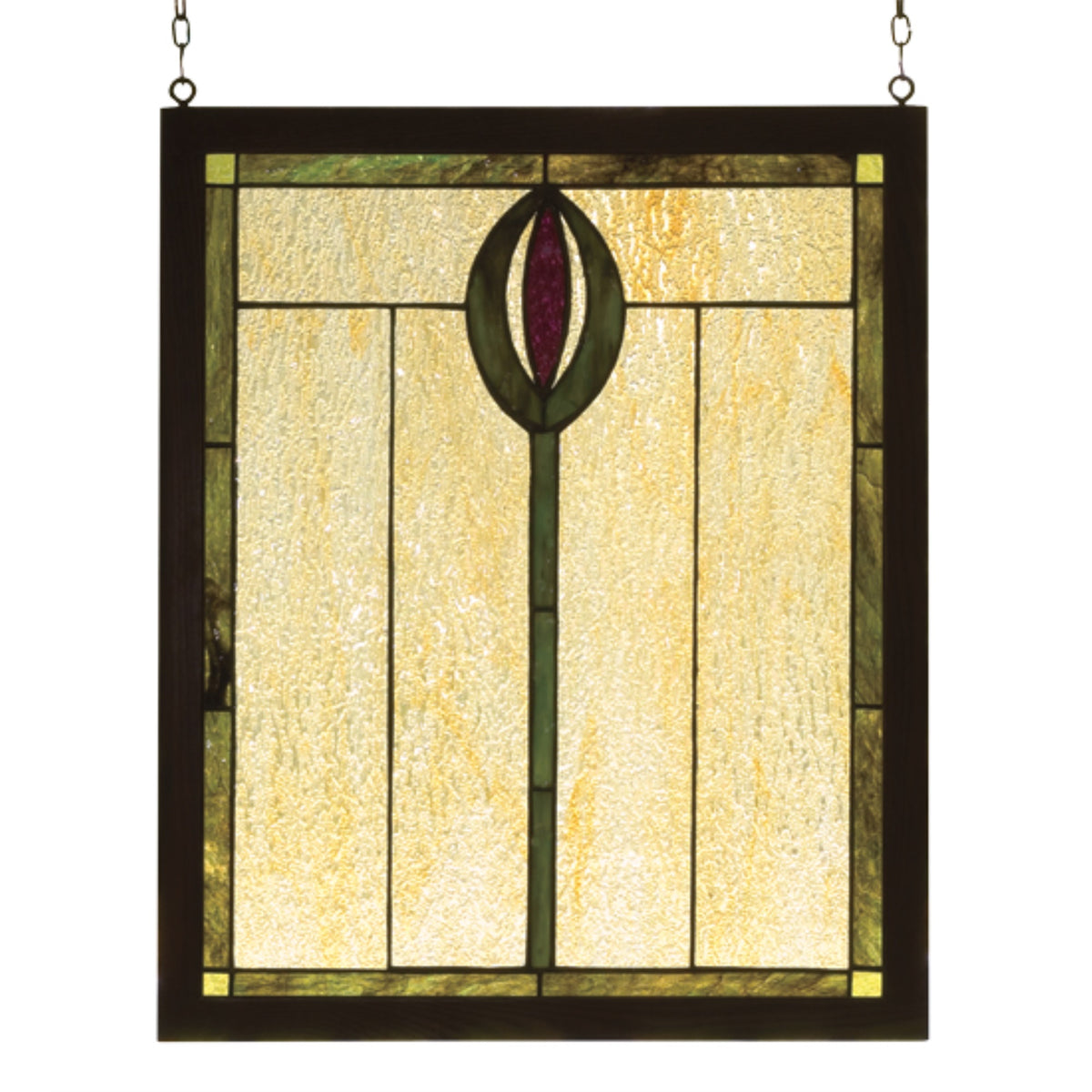 14'W X 17'H Spear Wood Frame Stained Glass Window